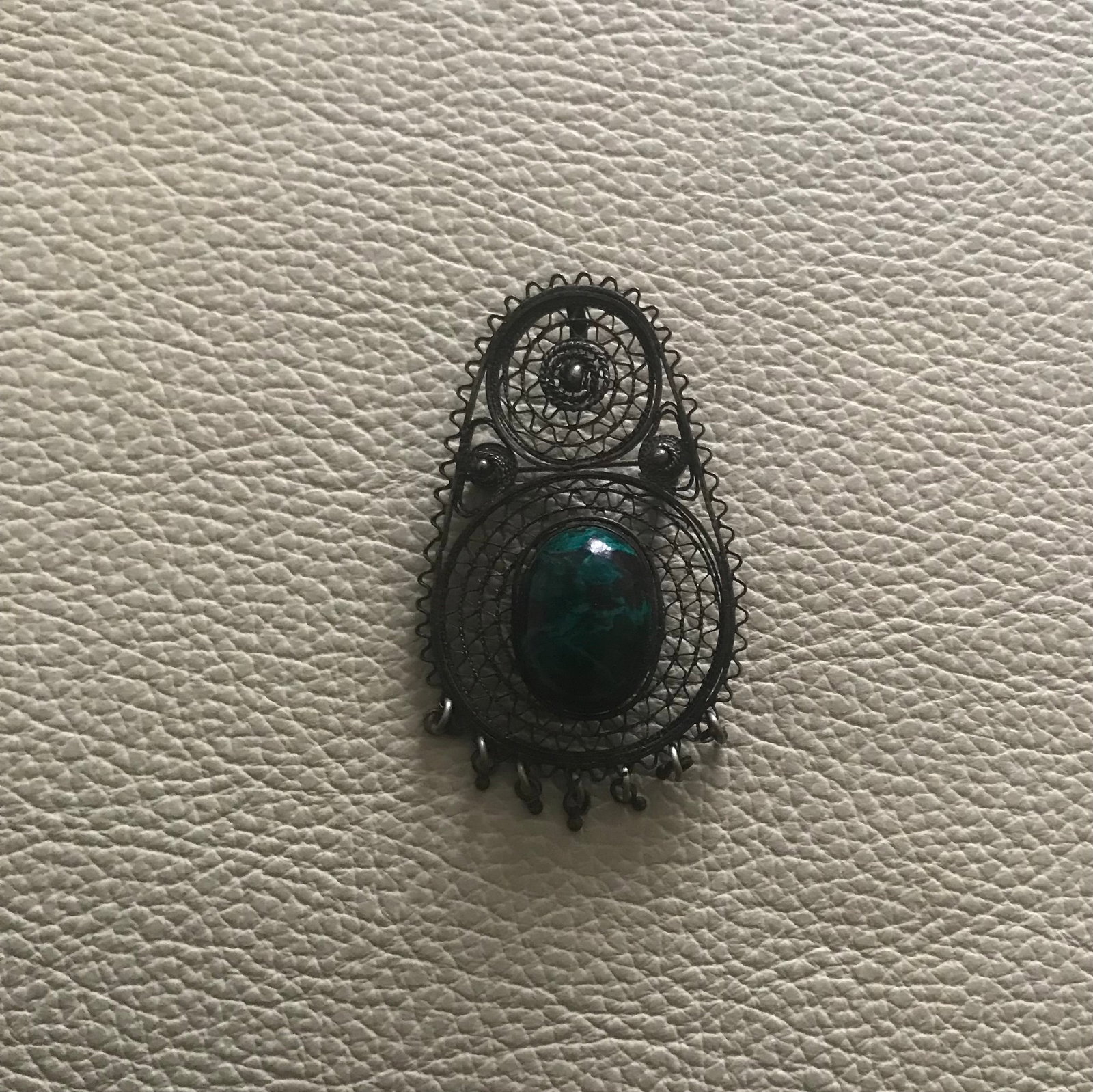 Israel Vintage Sterling Silver filigree w/ Dangles Pendant or Brooch Pin - 2