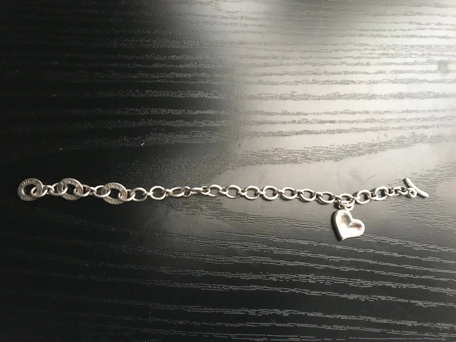 Sterling Silver Heart Charm Bracelet Vintage - 7