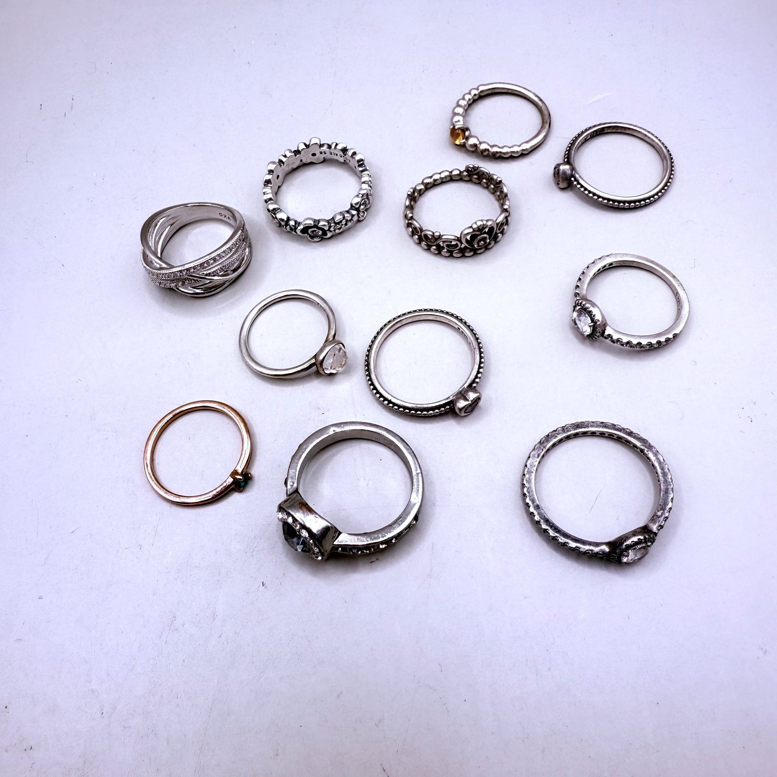 Job Lot 925 Silver Pandora Rings x 11 W34.62g New/Pre Owned: Title: Job Lot 925 Silver Pandora Rings x 11 W34.62g New/Pre Owned Description: Job Lot 925 Silver Pandora Rings X 11 W34.62g New/pre Owned UK postage £4.95 Condition: Used Delivery option: