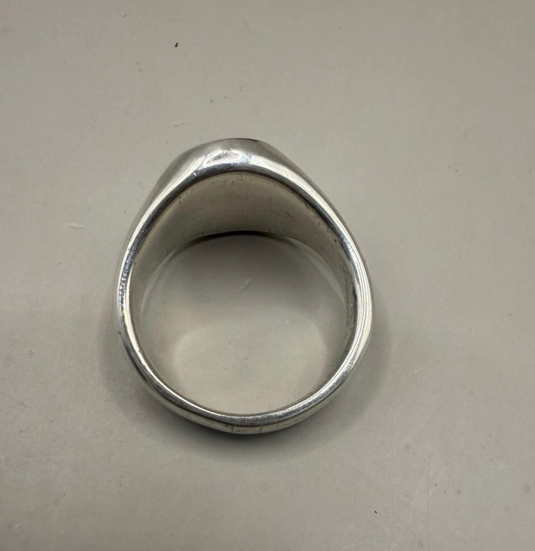 Parabellum London Still Alive Sterling Silver Handmade Signet Ring Size V.5 w16.30gm - 4