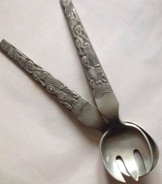 Circa 1970s (Scandi) ‘David Andersen’ Silver Salad Service Set, Mid Century Design: Title: Circa 1970s (Scandi) ‘David Andersen’ Silver Salad Service Set, Mid Century Design Description: Circa 1970s (Scandi) ‘David Andersen’ Silver Salad Service Set, Mid Ce
