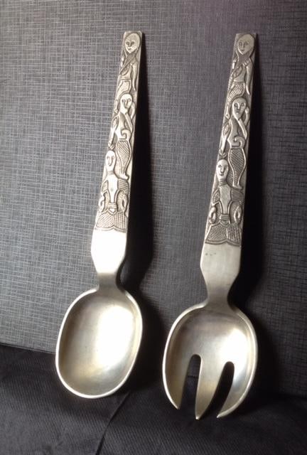 Circa 1970s (Scandi) ‘David Andersen’ Silver Salad Service Set, Mid Century Design - 2