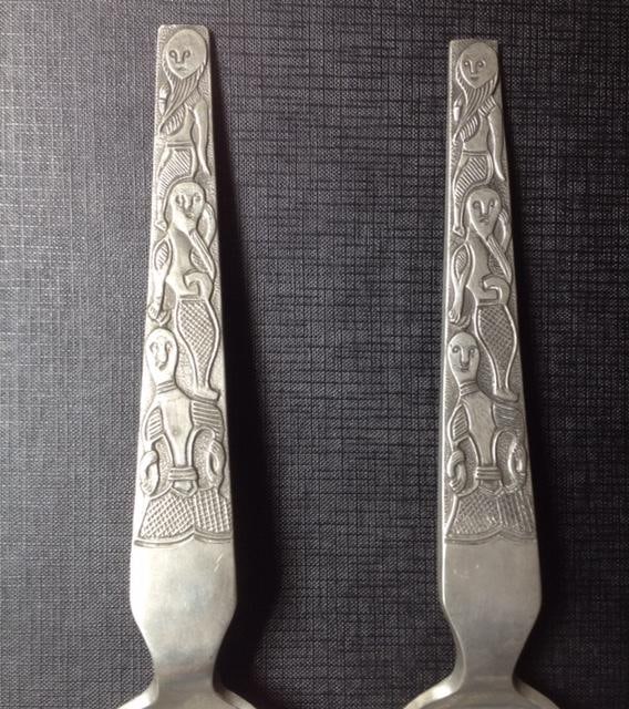 Circa 1970s (Scandi) ‘David Andersen’ Silver Salad Service Set, Mid Century Design - 3