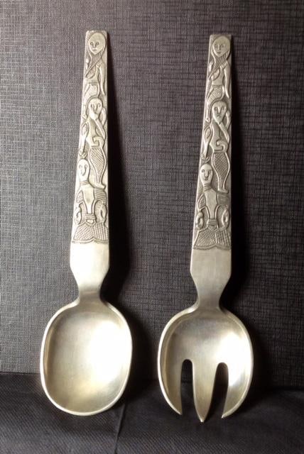 Circa 1970s (Scandi) ‘David Andersen’ Silver Salad Service Set, Mid Century Design - 4