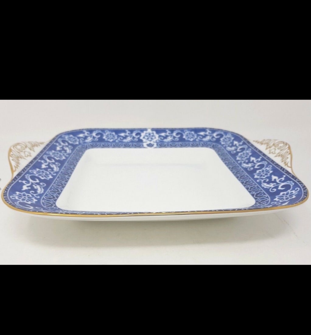 Wedgewood Bokhara Square Cake/Sandwich Plate With Gold Trim - 2