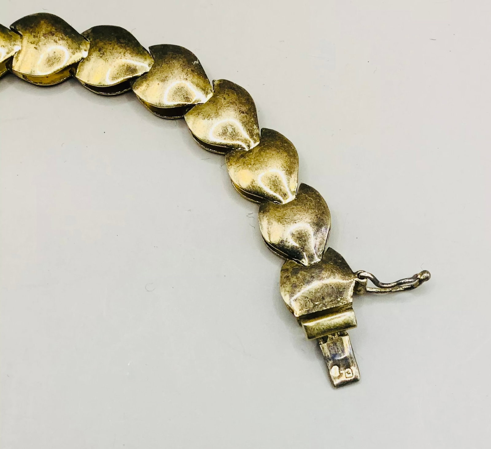 Vintage Fancy Link Gold Vermile On 925 Silver Necklace 40cm 28.50gm - 4