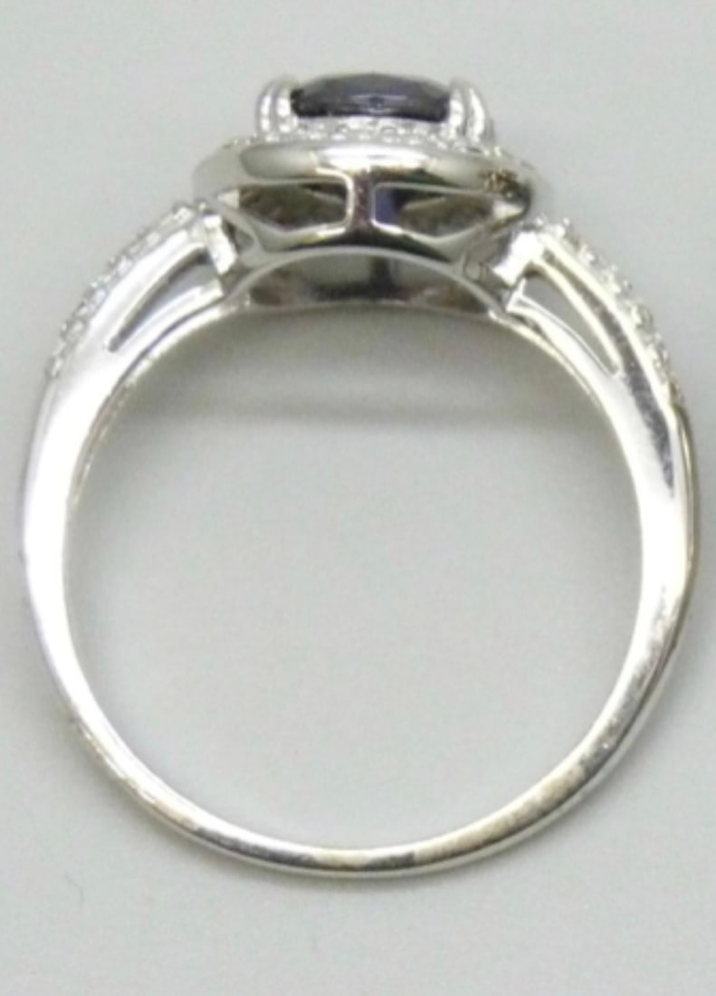 Silver Ring With CZ and Blue Stone, 4 grams, Q - 2