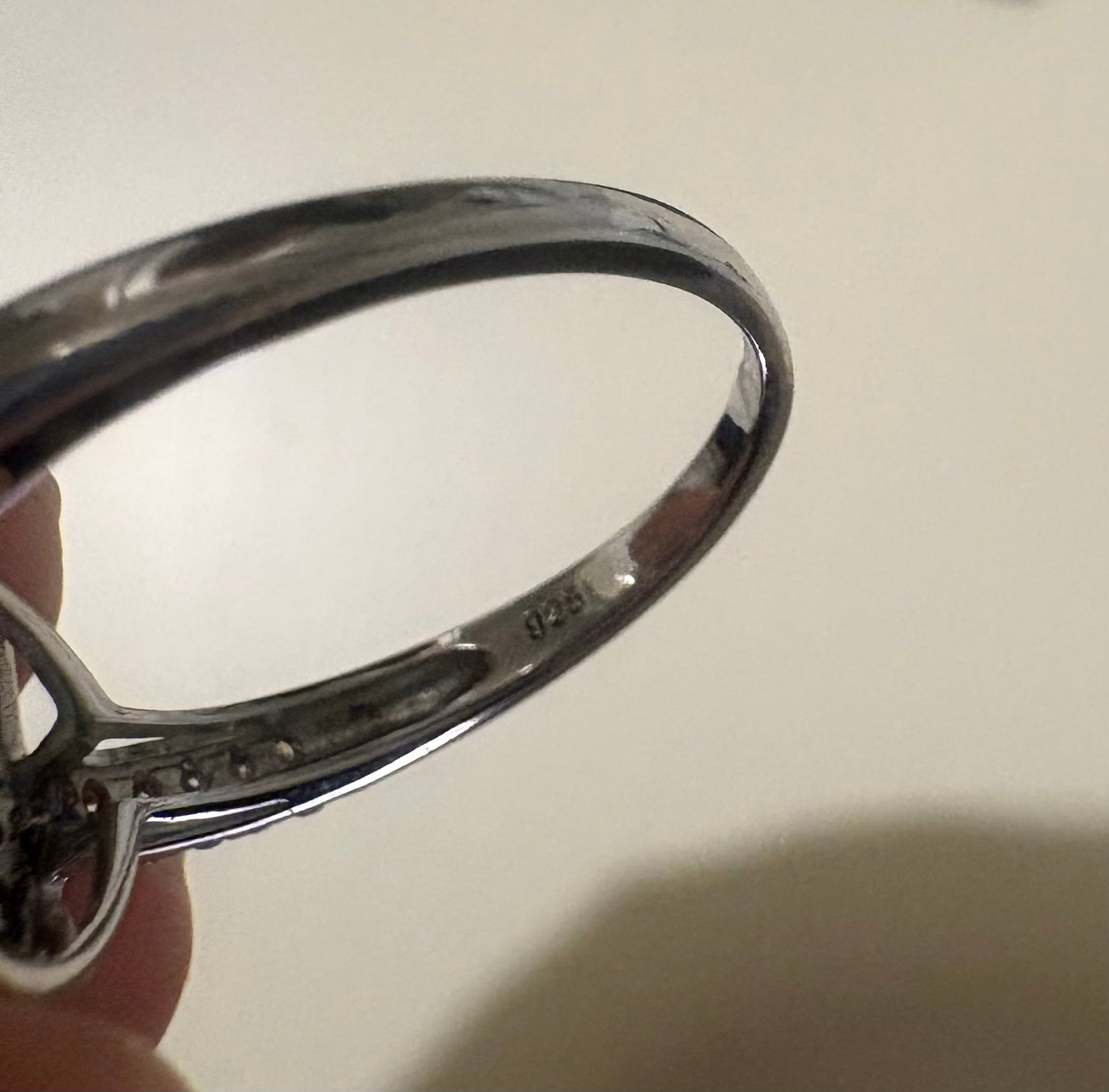 Silver Ring With CZ and Blue Stone, 4 grams, Q - 6