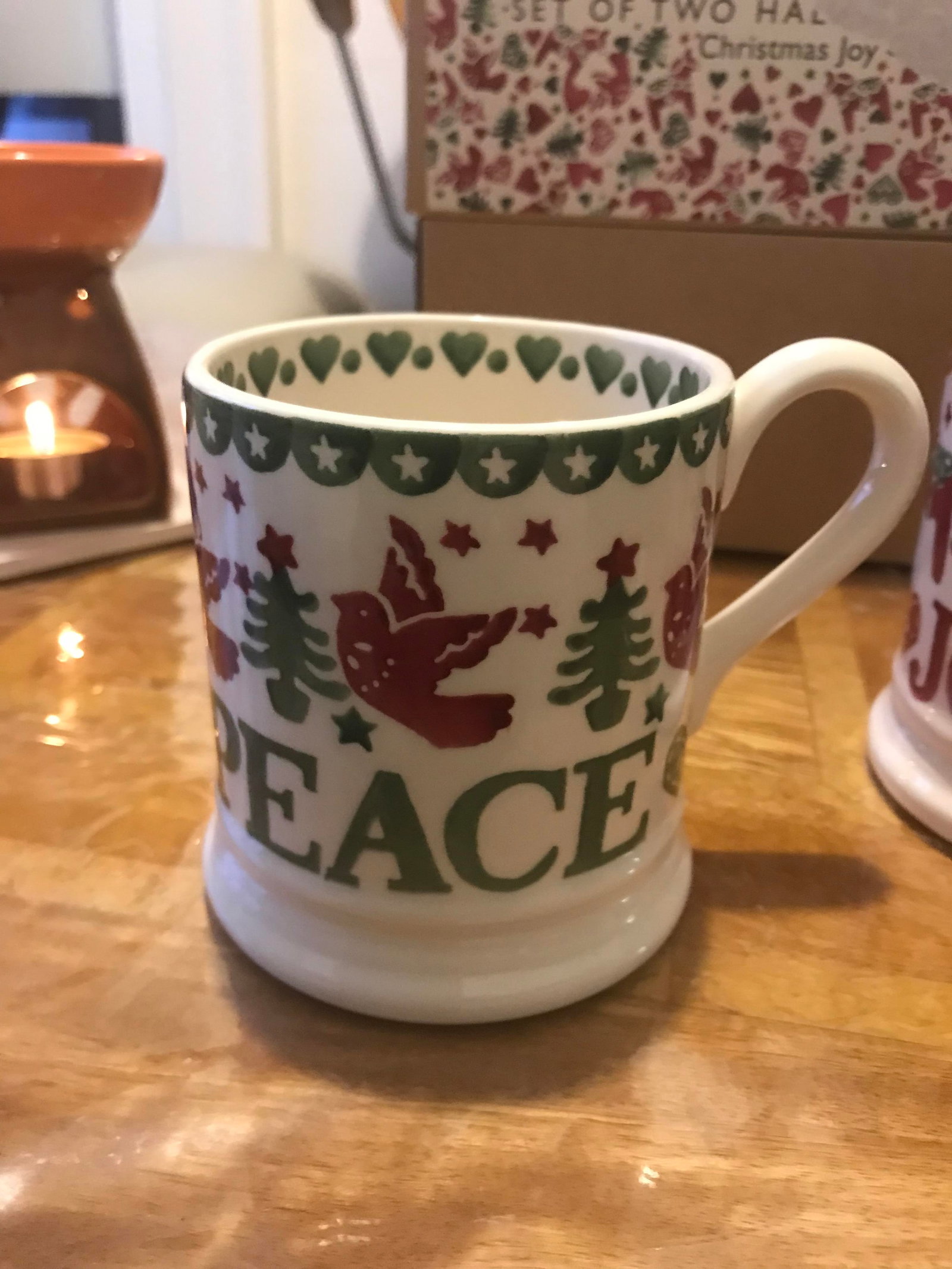 Emma Bridgewater Christmas Joy & Peace Half Pint Mugs, Set of 2, 280ml, Red/Multi - 3