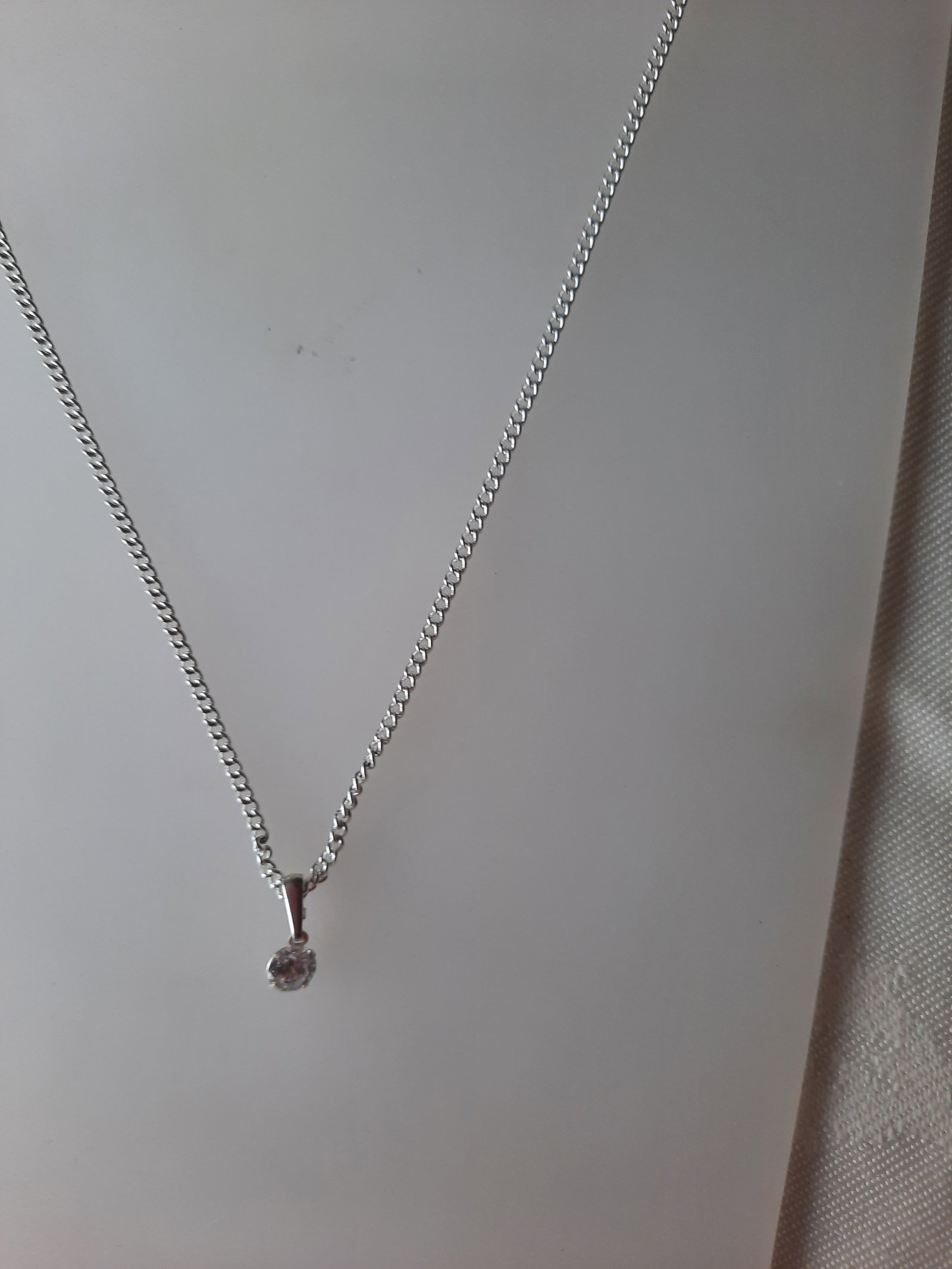 Silver Necklace With Pretty CZ Stone. RRP £34.99 - 2