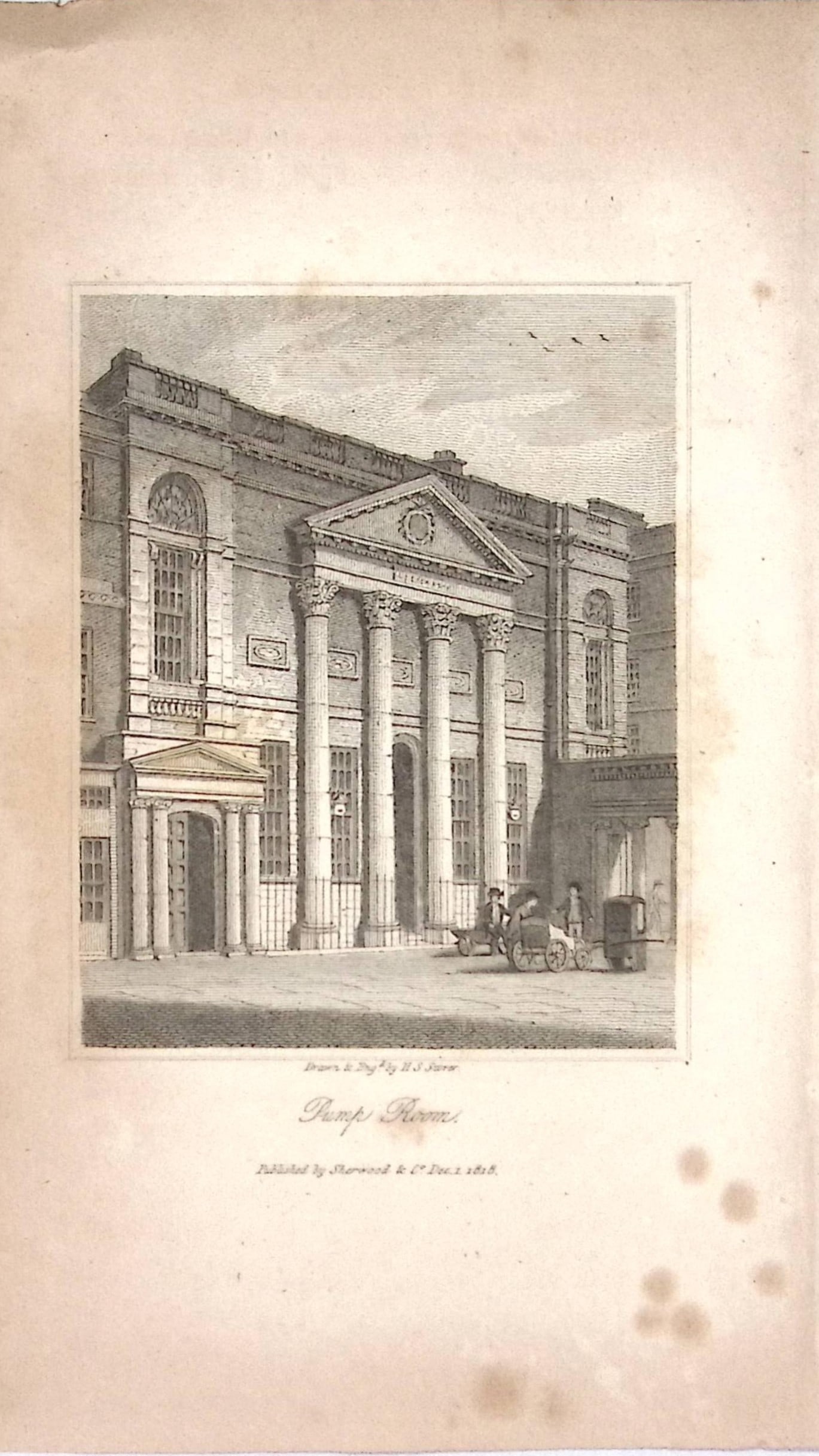 The Pump House Views of Bath Regency Era Antique 207 Years-Old Georgian Print-3 (1 of 2)