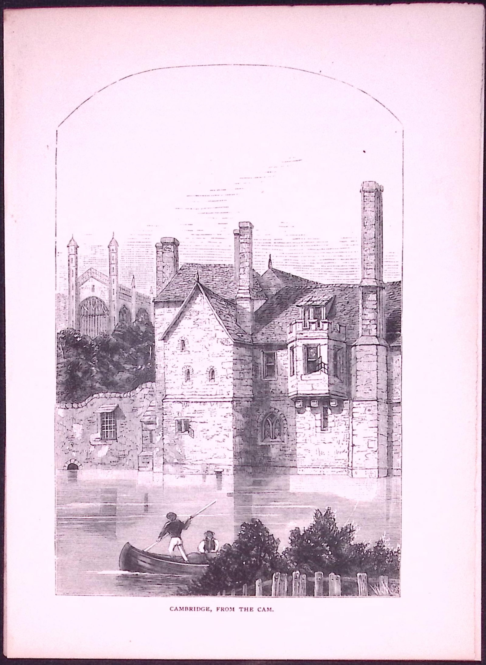 Cambridge by The River Country Towns of Britain 145-Year-Old Woodcut Illustration-8 (1 of 1)