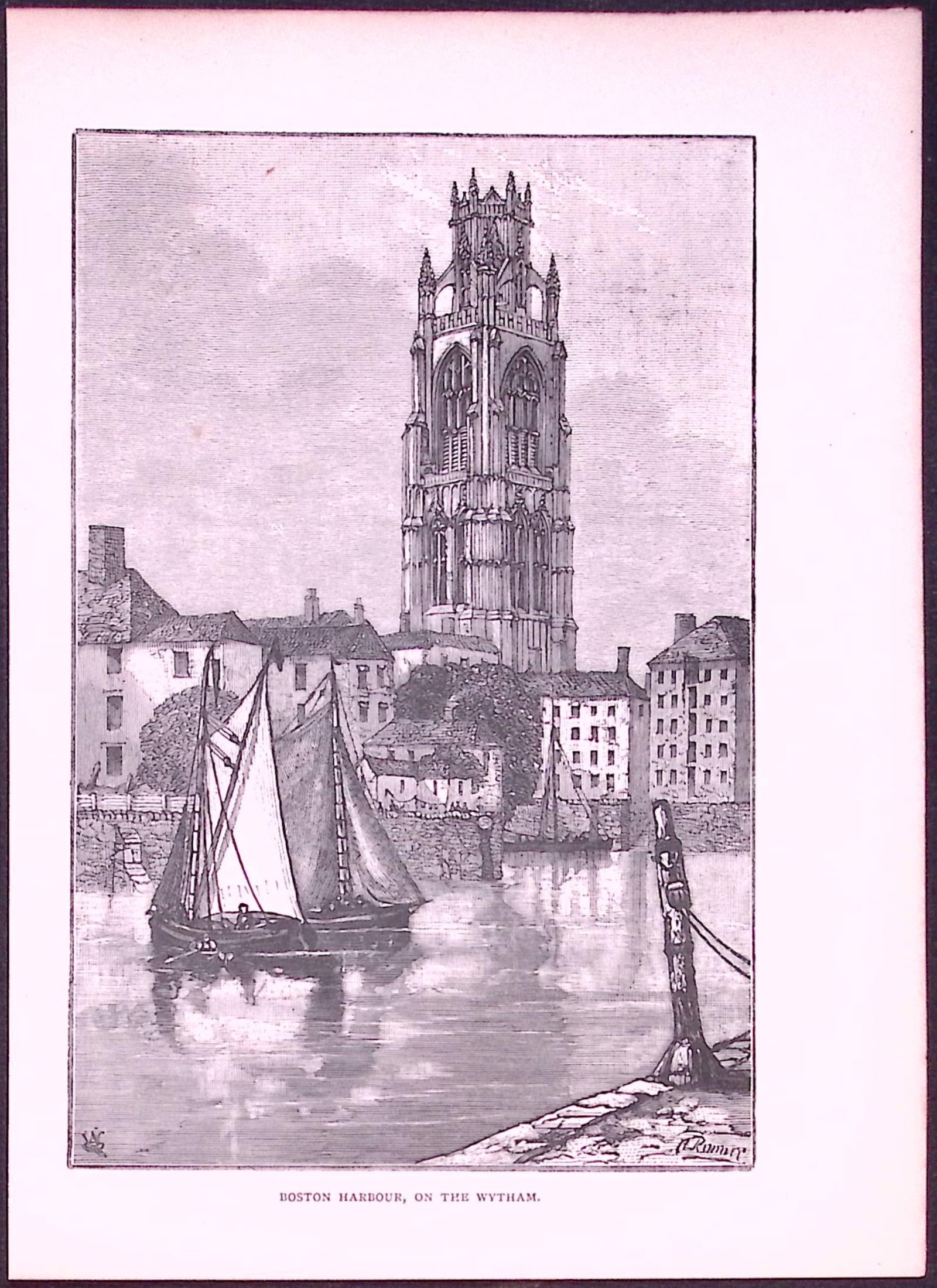 Boston Harbour Country Towns of Britain 145-Year-Old Woodcut Illustration-6 (1 of 1)