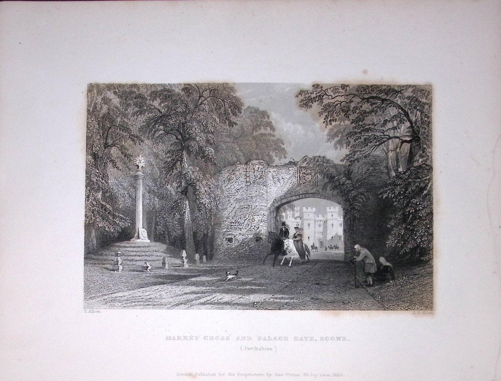 Scone Market Place Scotland W Beattie 188 Years-Old Antique Steel Engraving-24: Title: Scone Market Place Scotland W Beattie 188 Years-Old Antique Steel Engraving-24 Description: Scotland Illustrated in a Series of Views Takes Expressly for This Work by Messrs William Beattie.