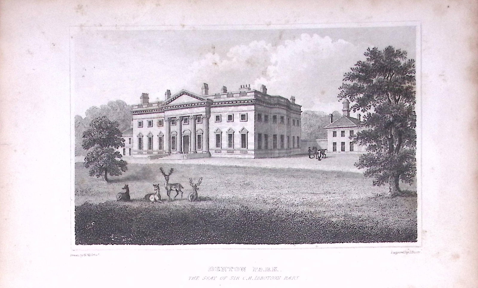 Denton Park Yorkshire 198 Years-Old Thomas Allen Antique Steel Engraving-25 (1 of 1)