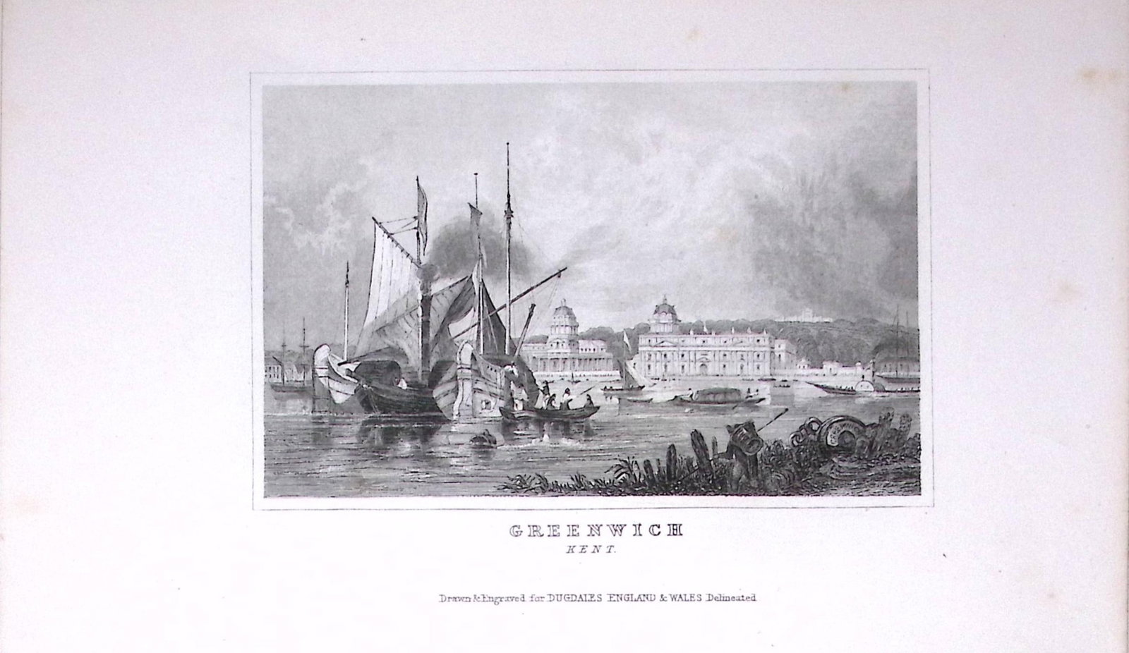 London Greenwich Dugdale & Archer Antique 180 Years-Old Copper Plate Print-16: Title: London Greenwich Dugdale & Archer Antique 180 Years-Old Copper Plate Print-16 Description: This Antique Copper Plate Engraving Has Been Removed from an Antique Edition of. Thomas Dug