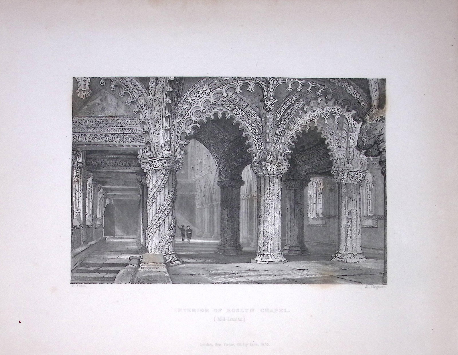 Rosslyn Chapel Midlothian Scotland 188 Years-Old Antique Steel Engraving-9: Title: Rosslyn Chapel Midlothian Scotland 188 Years-Old Antique Steel Engraving-9 Description: Scotland Illustrated in a Series of Views Takes Expressly for This Work by Messrs William Beattie.