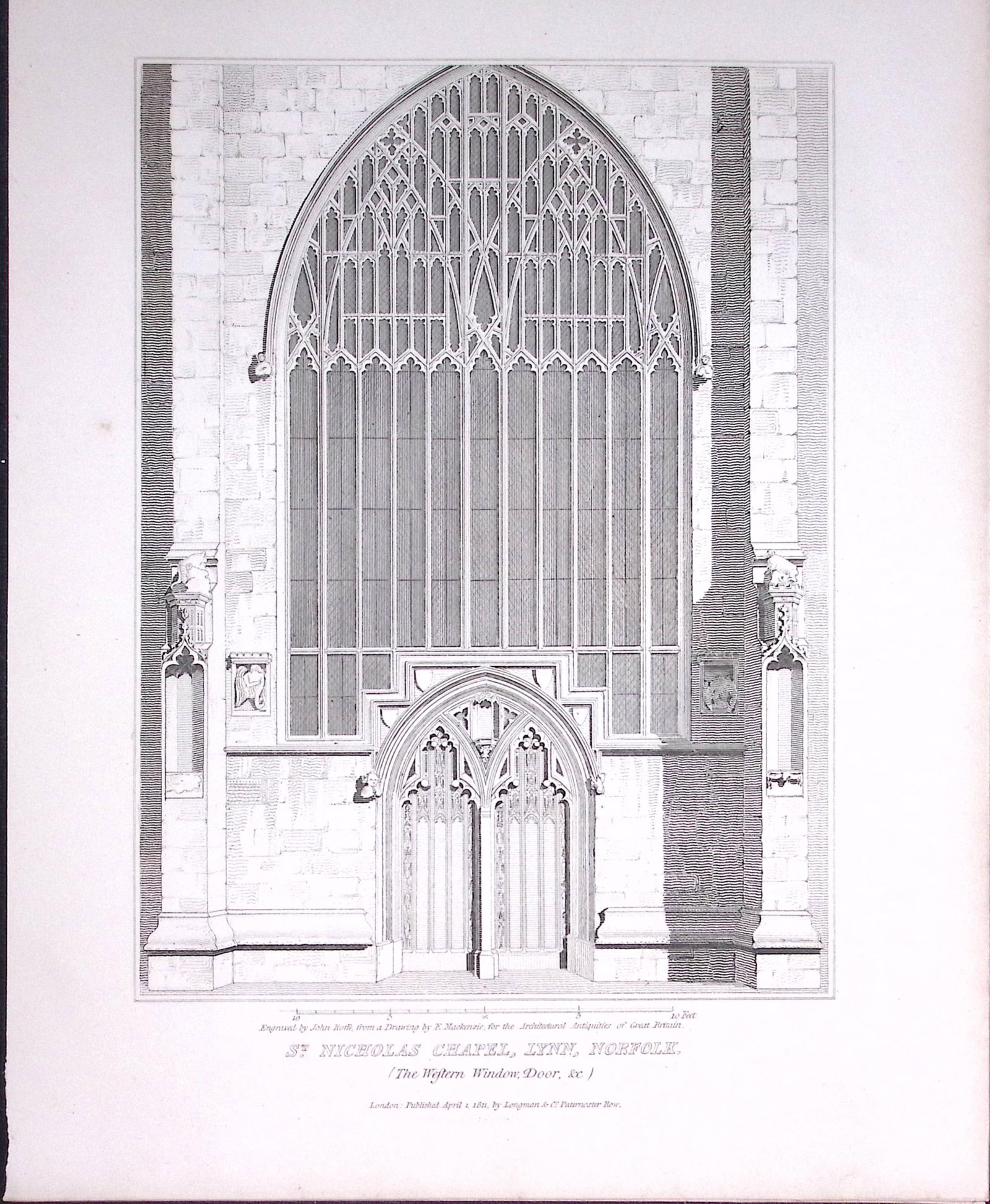 St Nicholas Chapel Norfolk 190 Years-Old John Britton Antique Steel Engraving-158 (1 of 1)