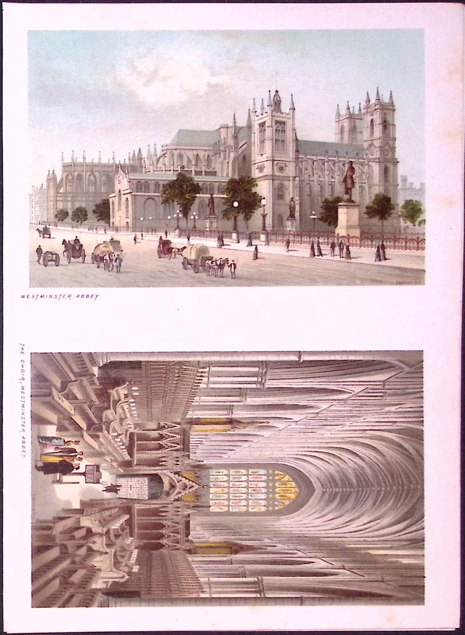 London Westminster Abbey & The Choir Victorian Antique Double Print-8: Title: London Westminster Abbey & The Choir Victorian Antique Double Print-8 Description: This Antique Illustration Has Been Removed from a First Edition of. English Scenery Cities, Lakes