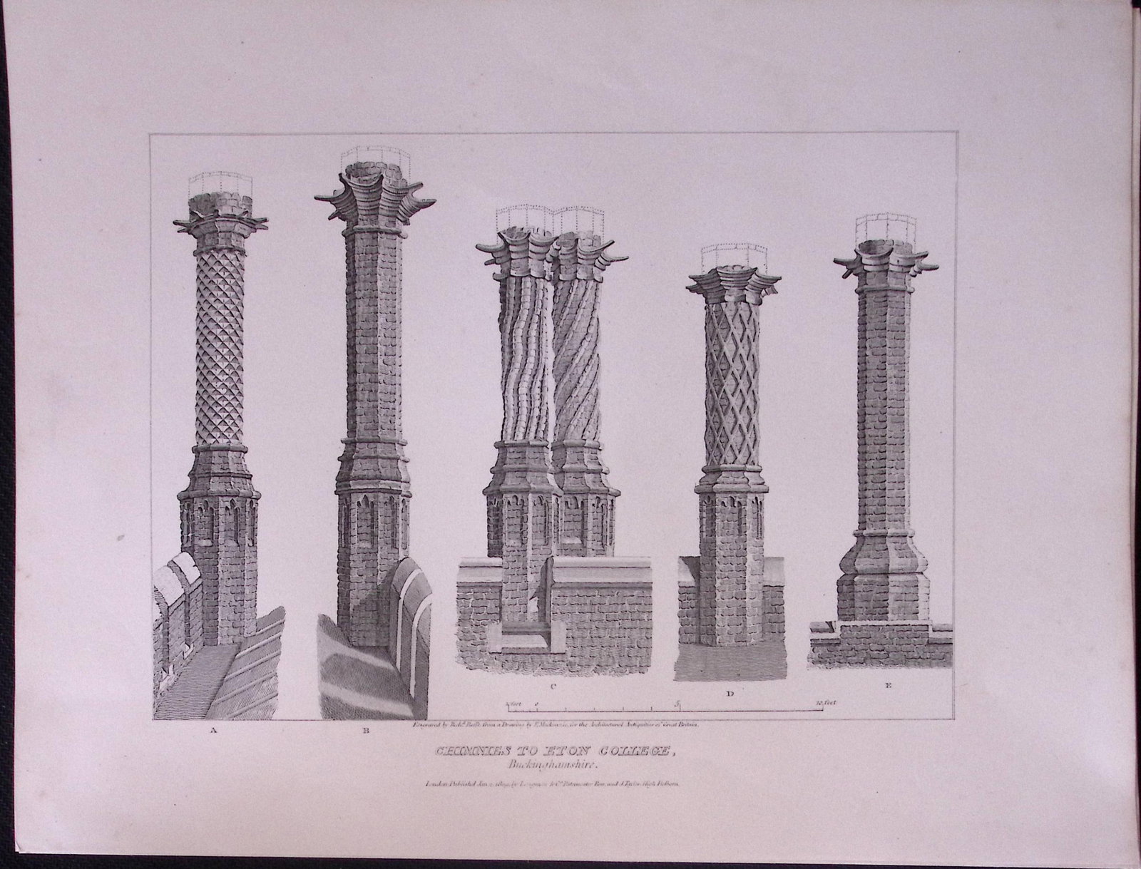 Eton College Buckinghamshire 190 Years-Old John Britton Antique Steel Engraving-220 (1 of 1)