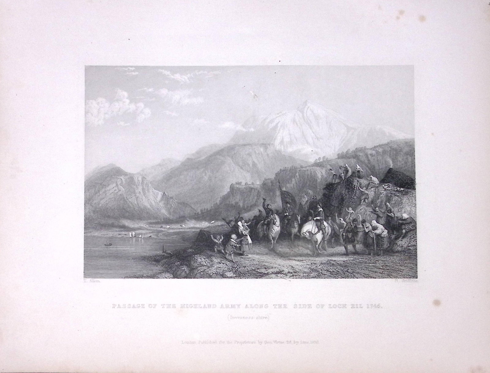 Highland Army Passing Loch Ell Scotland W Beattie 188 Years-Old Antique Steel Engraving-36: Title: Highland Army Passing Loch Ell Scotland W Beattie 188 Years-Old Antique Steel Engraving-36 Description: Scotland Illustrated in a Series of Views Takes Expressly for This Work by Messrs