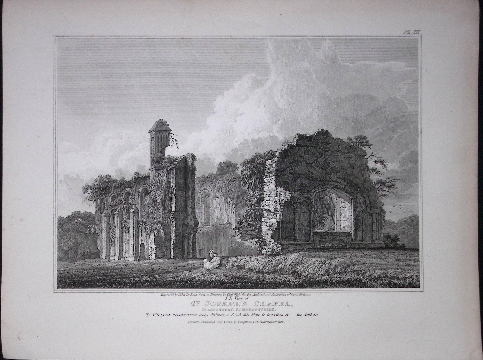 Glastonbury St Josephs Chapel 190 Years-Old Rare John Britton Antique Steel Engraving-132: Title: Glastonbury St Josephs Chapel 190 Years-Old Rare John Britton Antique Steel Engraving-132 Description: This 191 Years-Old Steel Gilt-Edged Engraved Plate Has Been Removed from an Antique