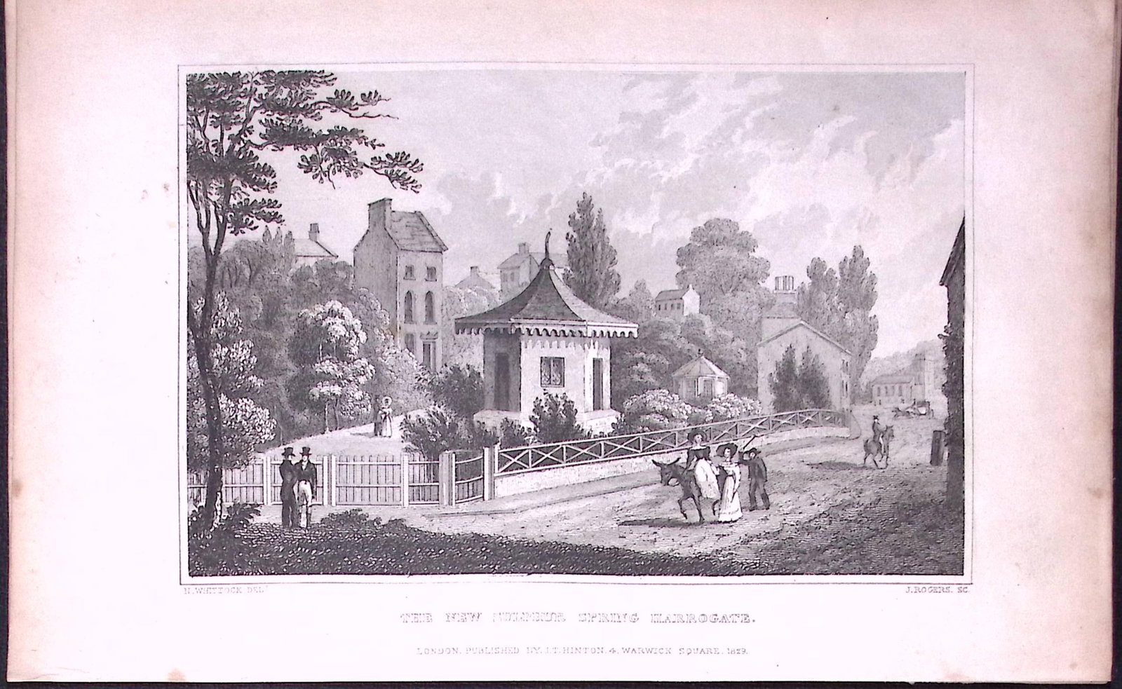 Harrogate Sulphur Springs Yorkshire 198 Years-Old Thomas Allen Antique Steel Engraving-22 (1 of 1)