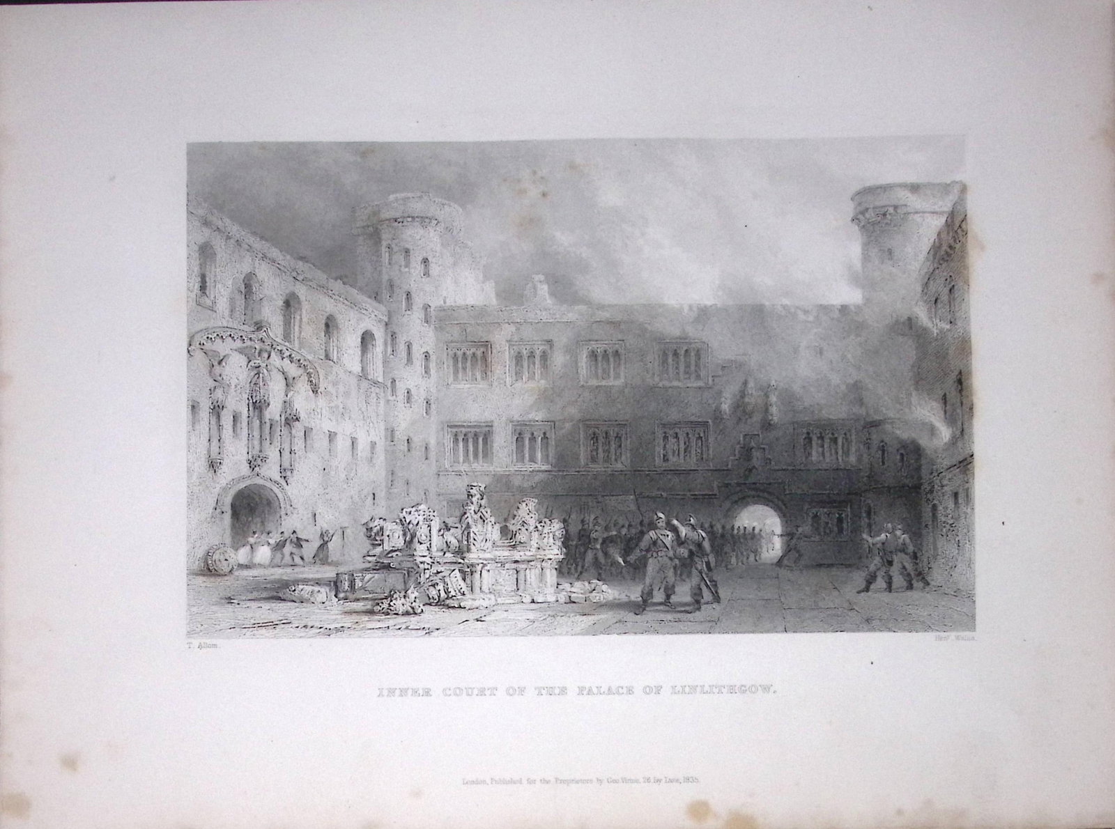 Palace of Linlithgow Scotland 188 Years-Old Antique Steel Engraving-15 (1 of 2)