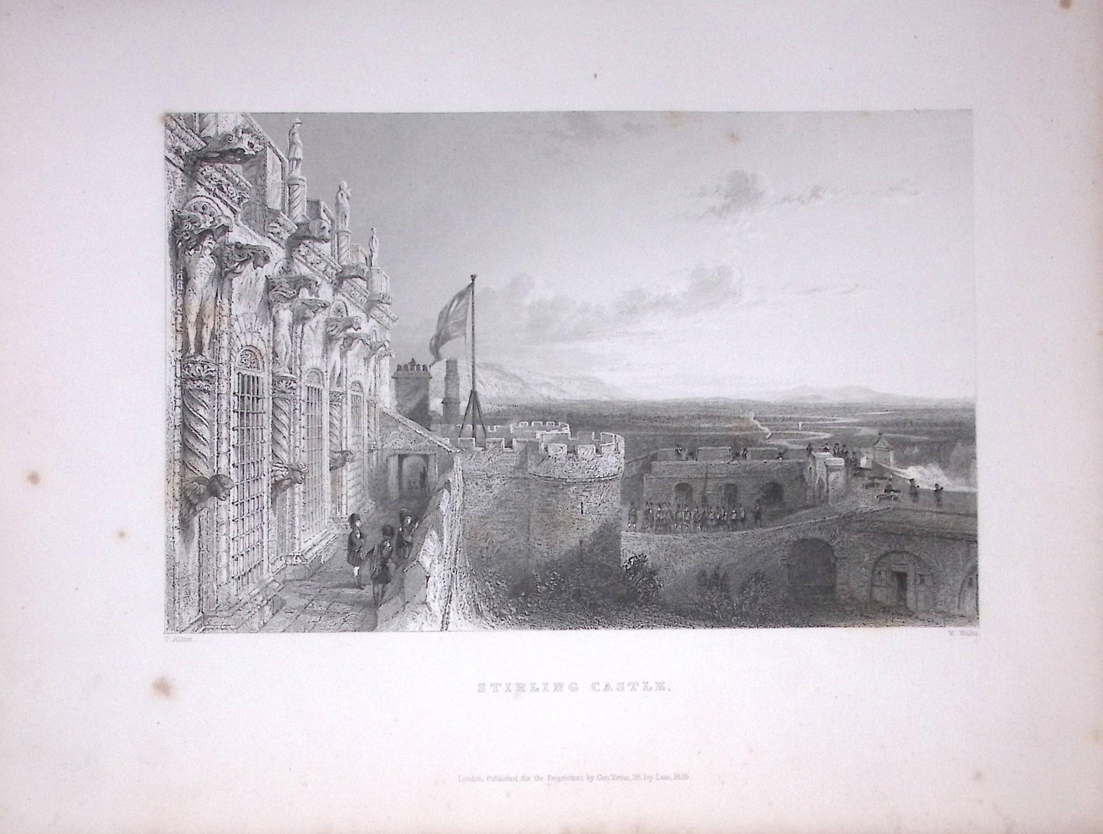 Stirling Castle Scotland W Beattie 188 Years-Old Antique Steel Engraving-4 (1 of 2)