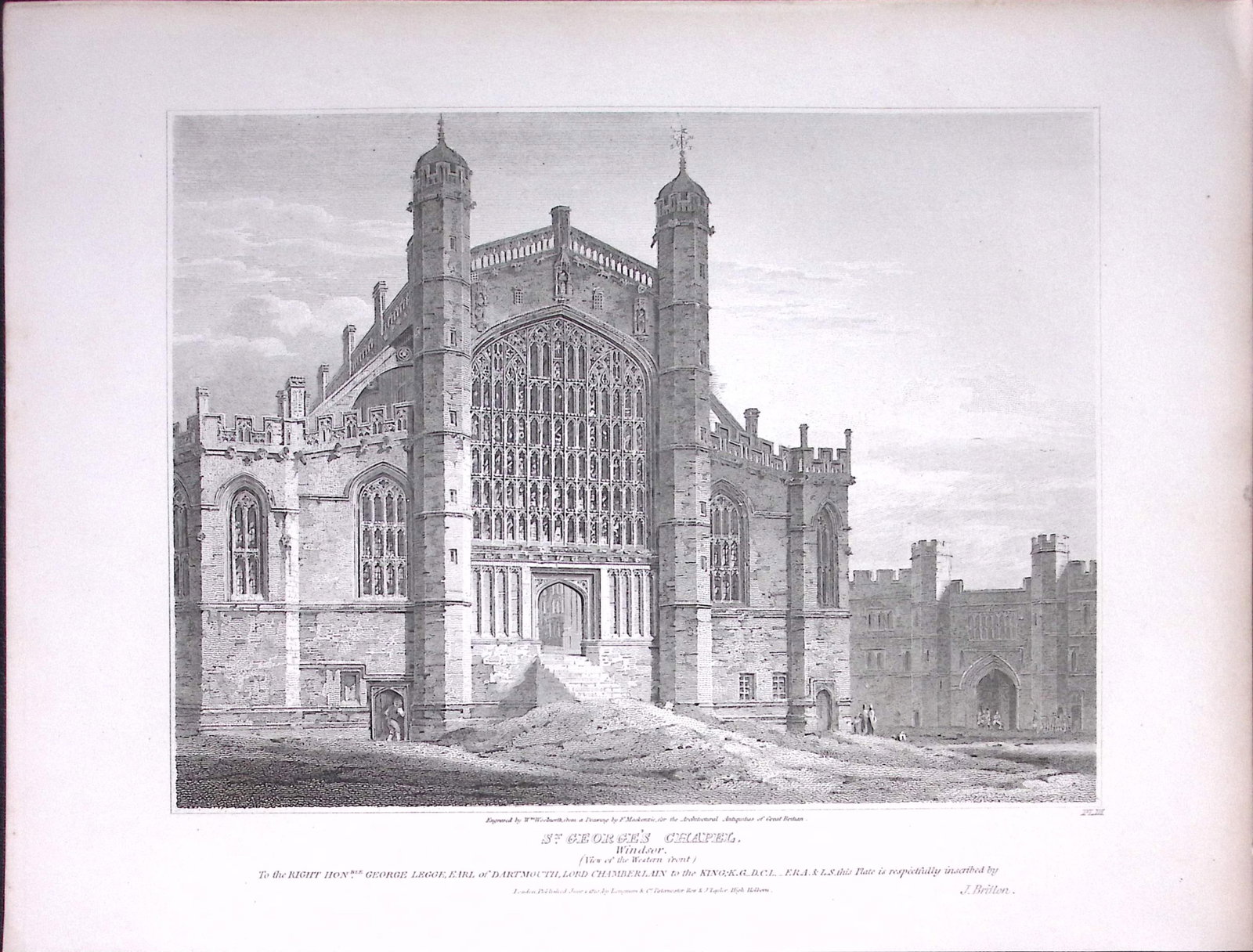 St Georges Chapel Windsor 190 Years-Old Rare John Britton Antique Steel Engraving-147 (1 of 1)