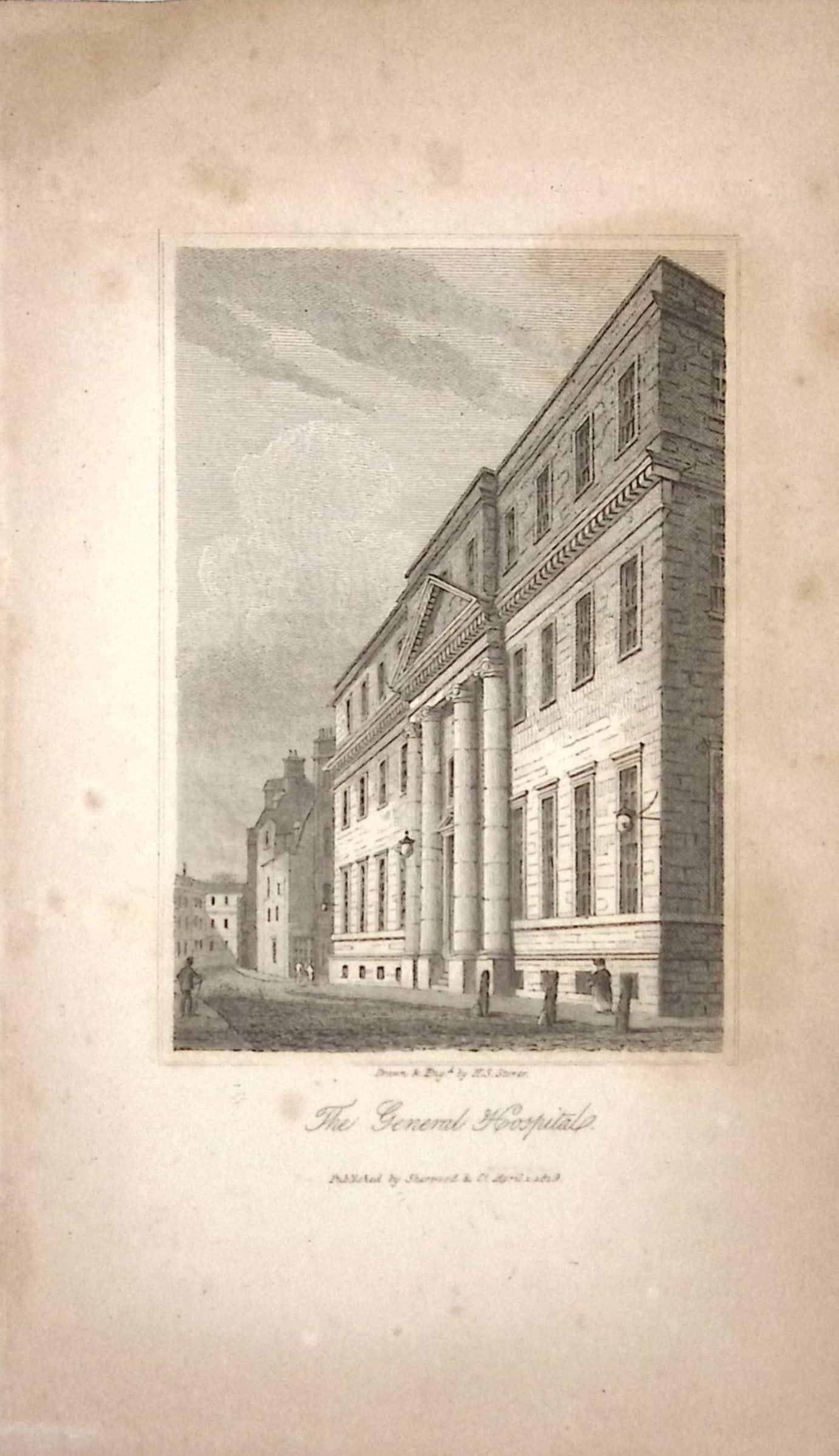The General Hospital Views of Victorian Bath Antique 207 Years-Old Georgian Print-1 (1 of 2)
