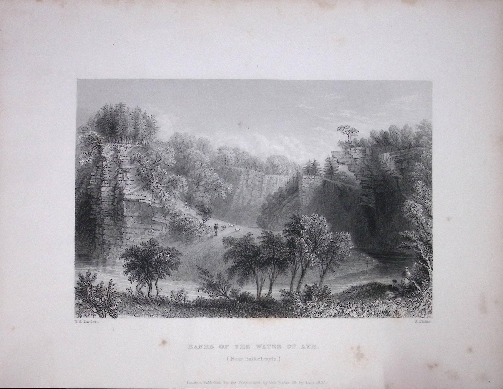 Ayr Banks of The Water Scotland 188 Years-Old Antique Steel Engraving-19: Title: Ayr Banks of The Water Scotland 188 Years-Old Antique Steel Engraving-19 Description: Scotland Illustrated in a Series of Views Takes Expressly for This Work by Messrs William Beattie.