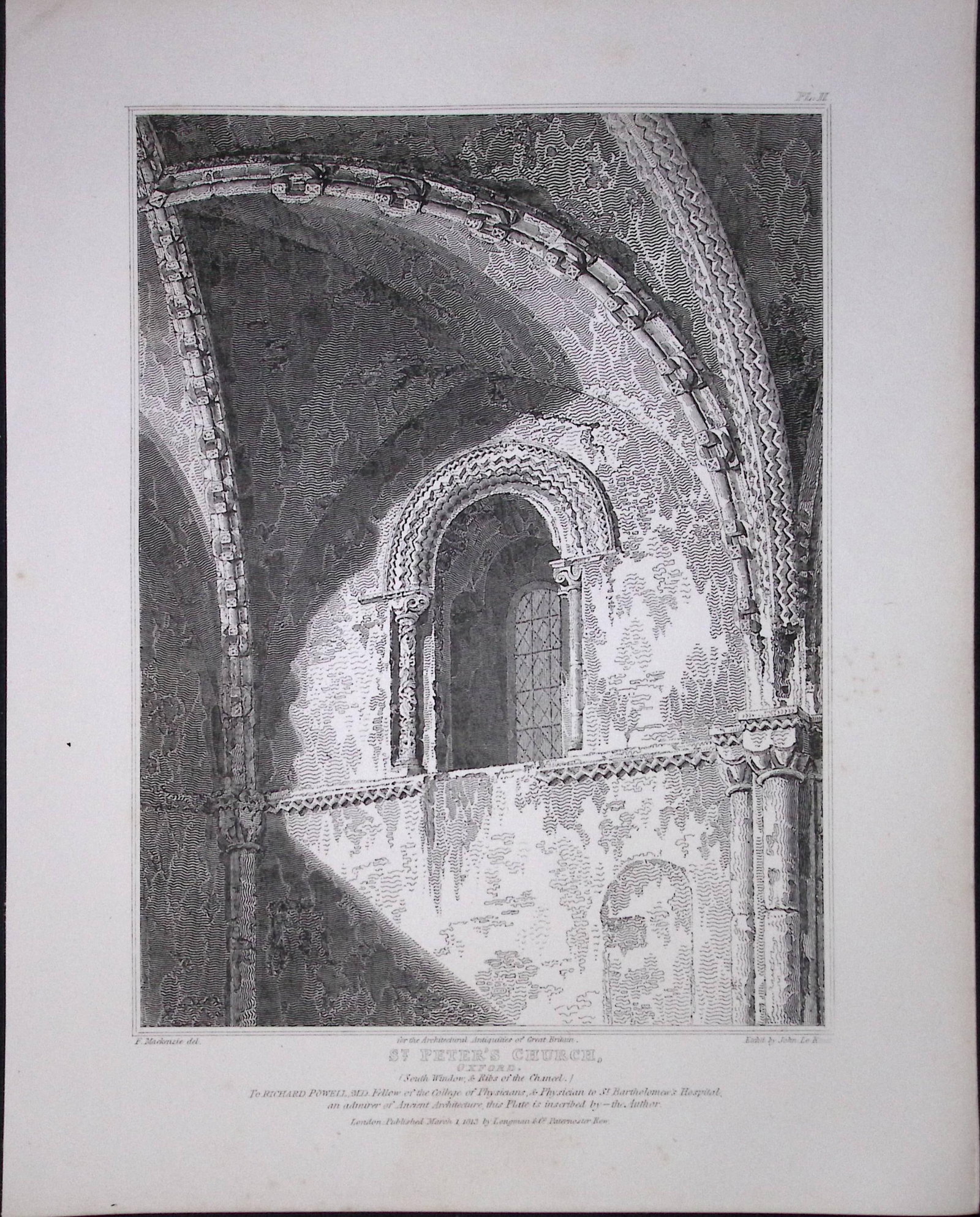 St Peters Church Oxford 190 Years-Old Rare John Britton Antique Steel Engraving-95 (1 of 1)