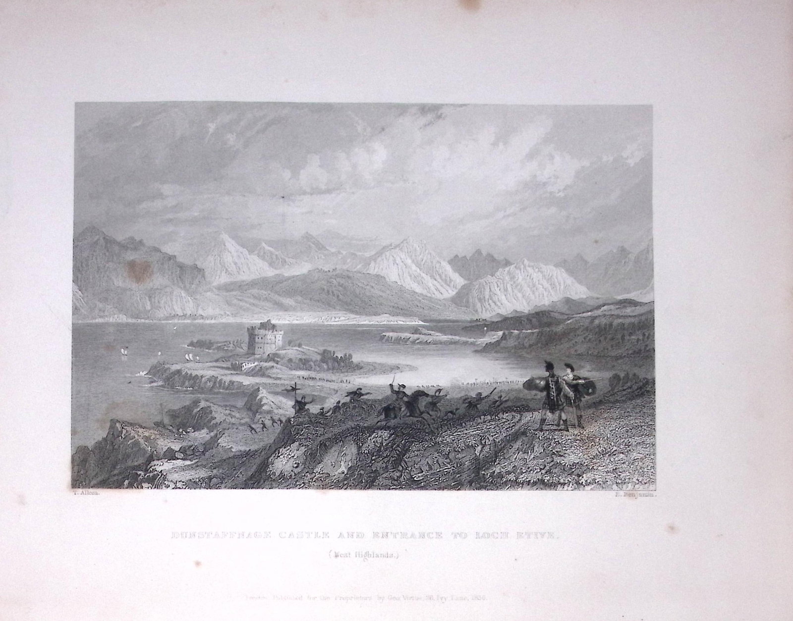 Highlands Dunstaffnage Castle Scotland 188 Years-Old Antique Steel Engraving-41: Title: Highlands Dunstaffnage Castle Scotland 188 Years-Old Antique Steel Engraving-41 Description: Scotland Illustrated in a Series of Views Takes Expressly for This Work by Messrs William Beattie.