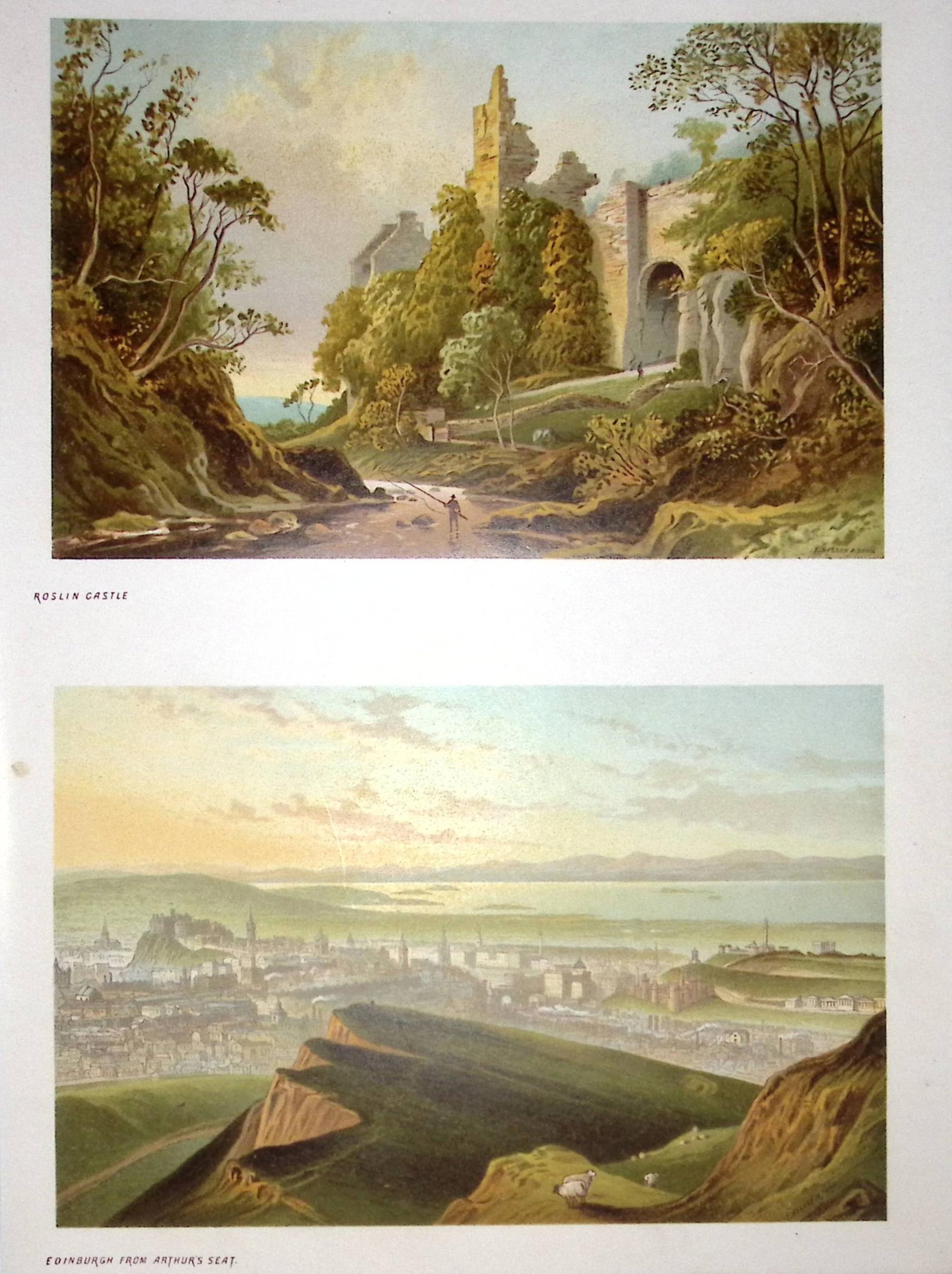Scotland Edinburgh Arthurs Seat & Roslin Castle Antique Print-3a: Title: Scotland Edinburgh Arthurs Seat & Roslin Castle Antique Print-3a Description: This Antique Illustration Has Been Removed from an First Edition of. Souvenir Of Scotland. Cities, Lakes