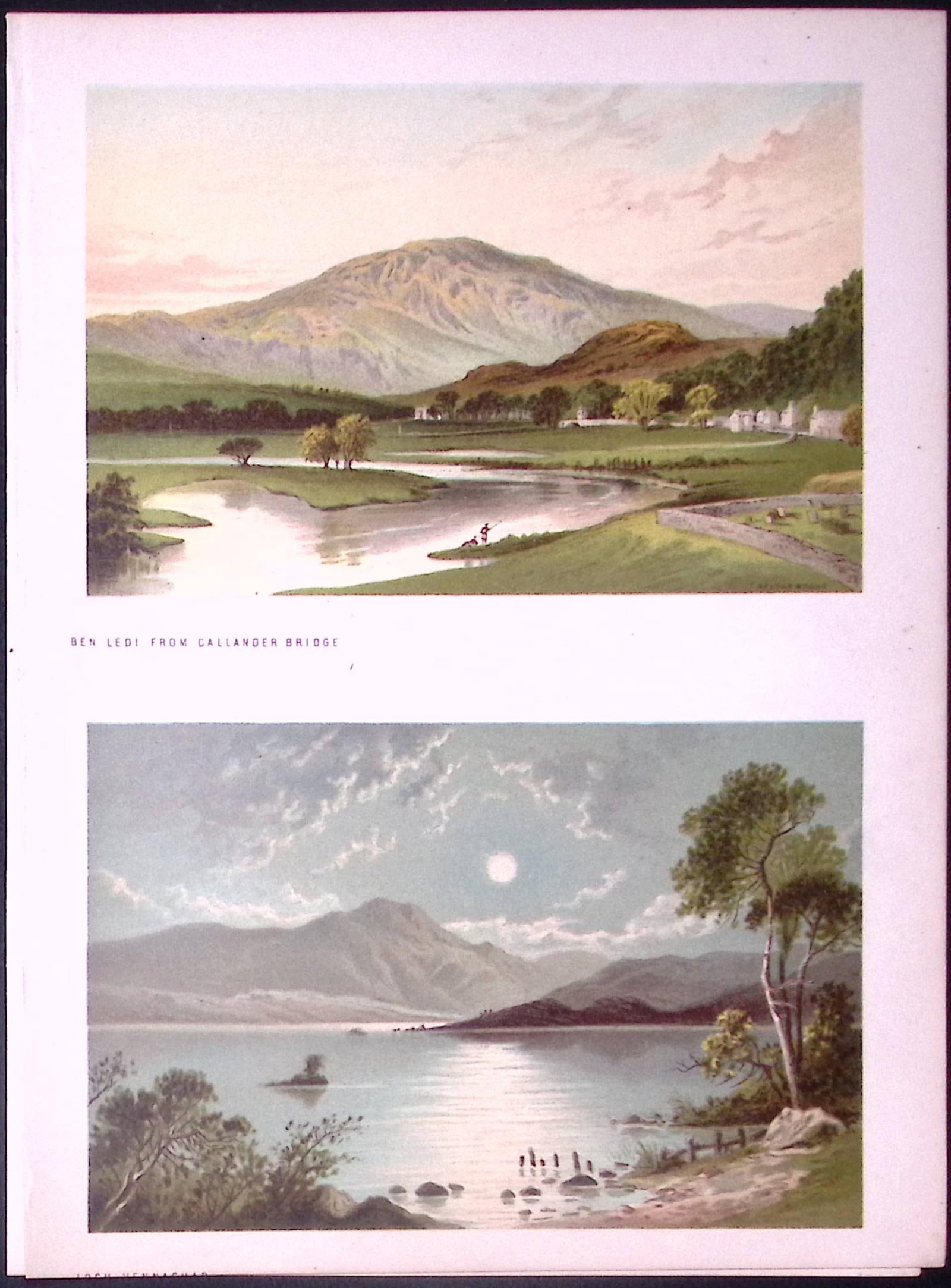 Scotland Ben Ledi From Callander Bridge Antique Coloured Print-30: Title: Scotland Ben Ledi From Callander Bridge Antique Coloured Print-30 Description: This Antique Illustration Has Been Removed from a First Edition of. Souvenir Of Scotland. Cities, Lakes and