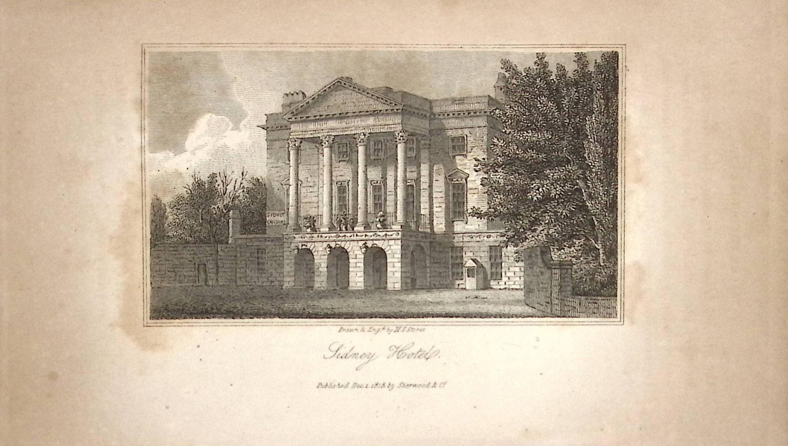 Sydney Hotel Views of Bath Regency Era Antique 207 Years-Old Georgian Print-19 (1 of 2)
