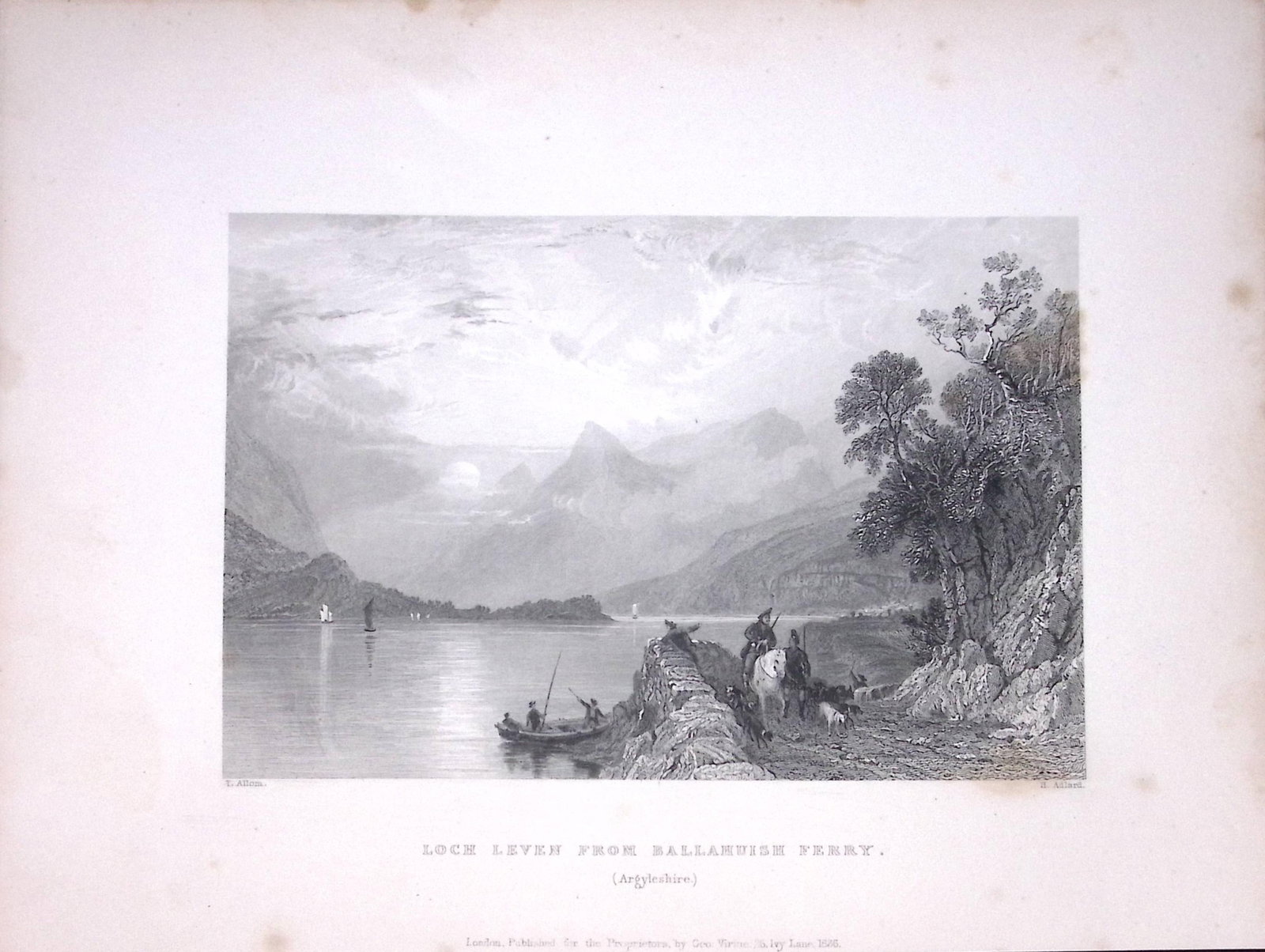 Ballahuish Ferry Loch Leven Scotland W Beattie 188 Years-Old Antique Steel Engraving-38 (1 of 2)