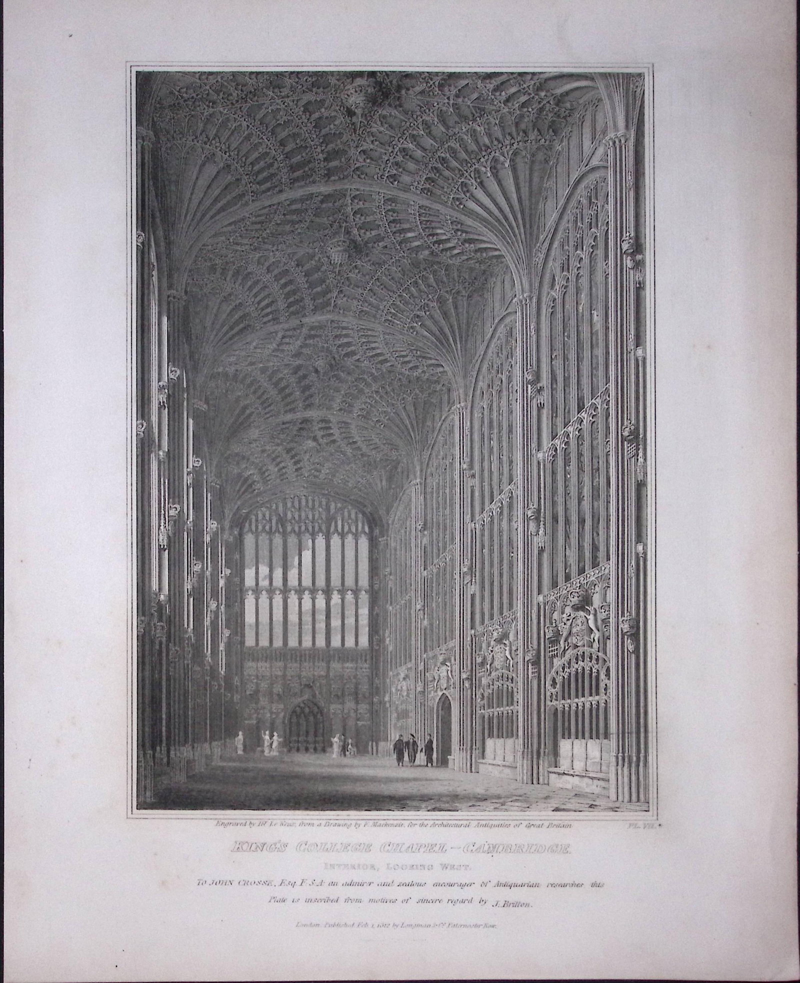 Kings College Cambridge 190 Years-Old John Britton Antique Steel Engraving-177: Title: Kings College Cambridge 190 Years-Old John Britton Antique Steel Engraving-177 Description: This 191 Years-Old Steel Engraved Plate Has Been Removed from an Antique Edition of. John Brit