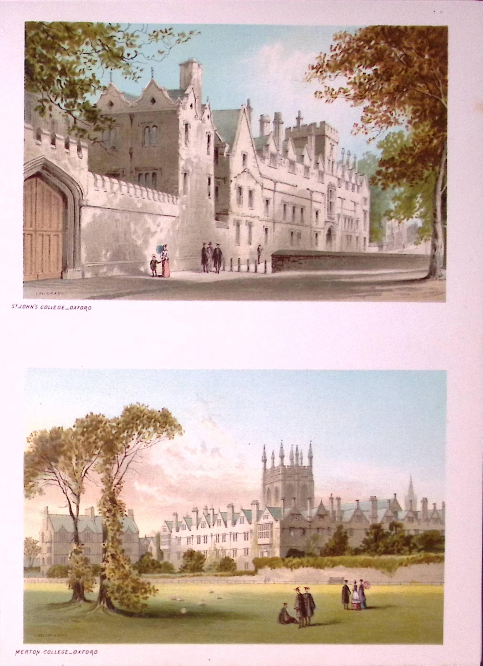 Oxford St Johns College & Merton College Victorian Coloured Antique Print-31: Title: Oxford St Johns College & Merton College Victorian Coloured Antique Print-31 Description: This Antique Illustration Has Been Removed from a First Edition of. English Scenery Ci