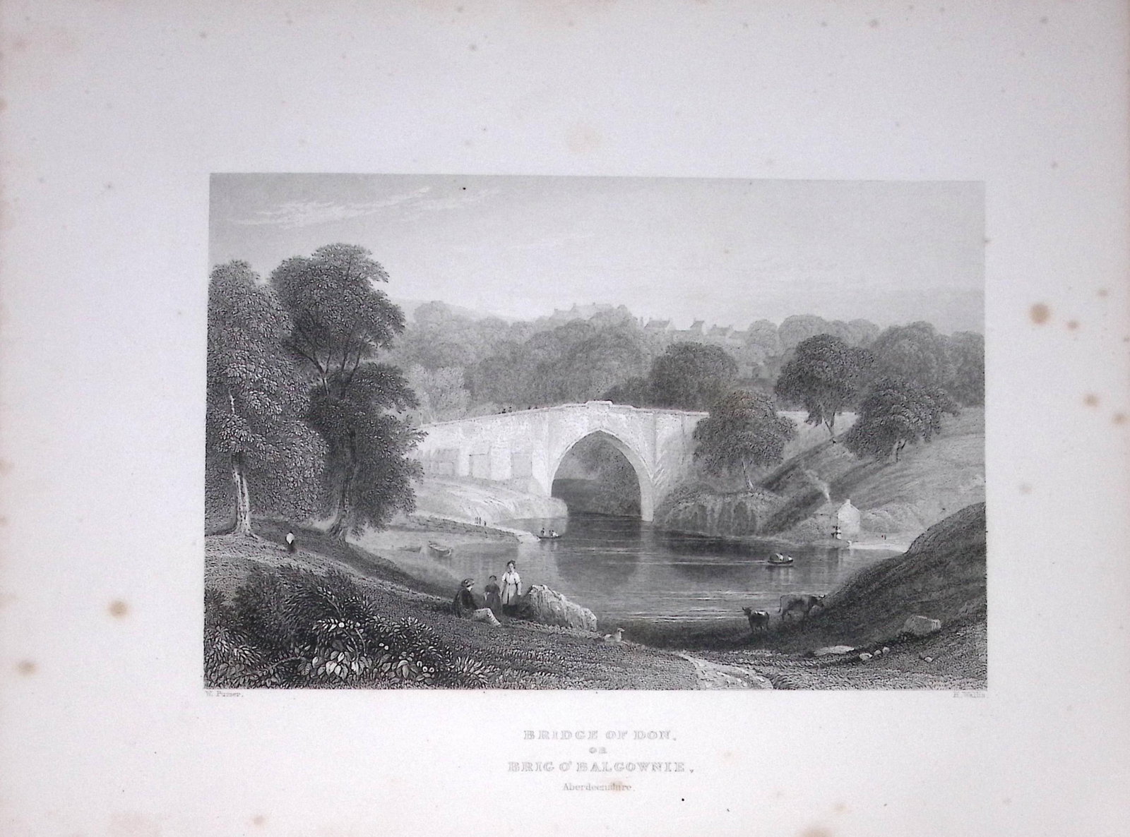 Brig O’ Ballgownie Scotland 188 Years-Old Antique Steel Engraving-58: Title: Brig O’ Ballgownie Scotland 188 Years-Old Antique Steel Engraving-58 Description: Scotland Illustrated in a Series of Views Takes Expressly for This Work by Messrs William Beattie.