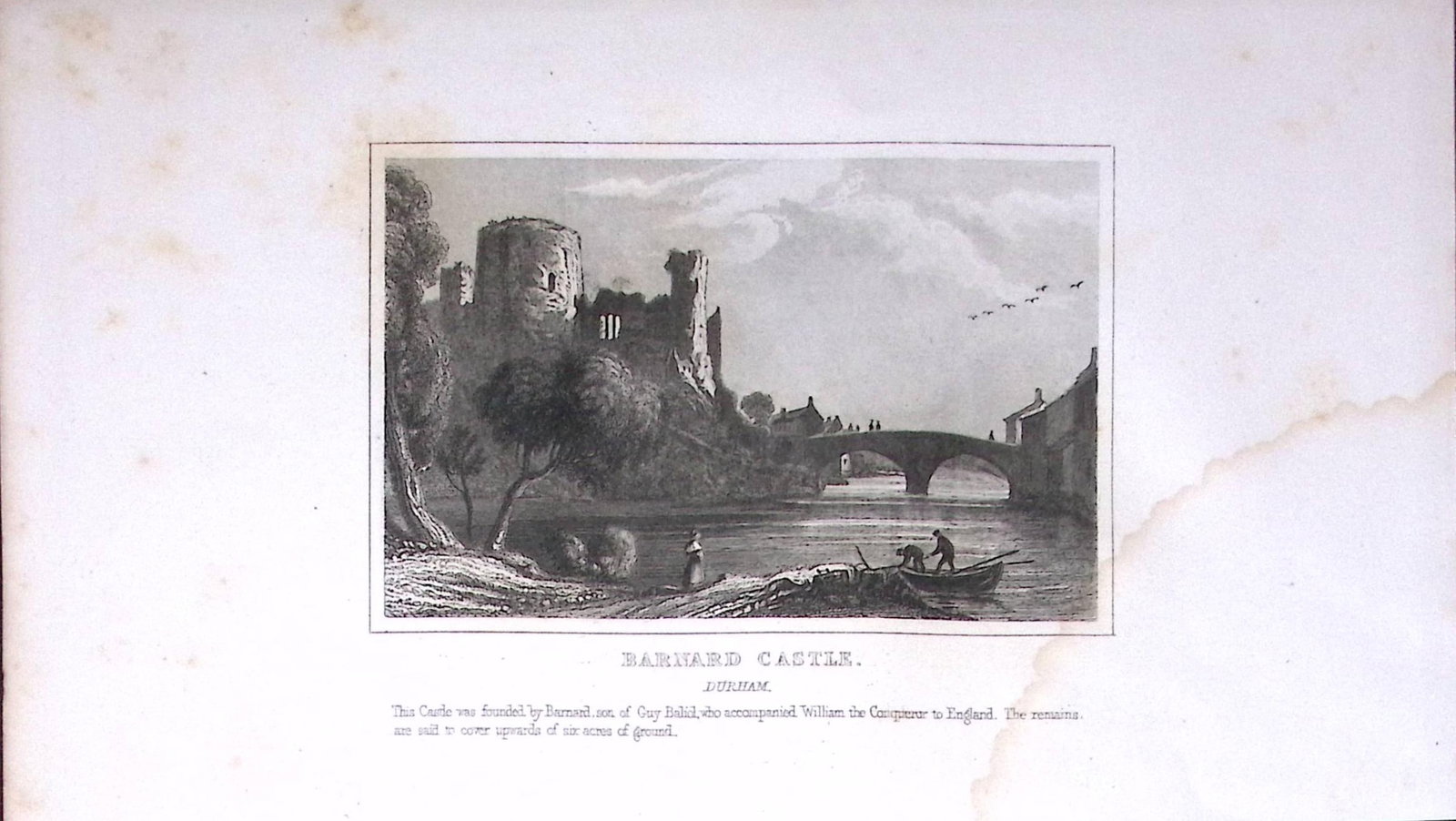 Barnard Castle Durham Dugdale & Archer Antique 180 Years-Old Copper Plate Print-24: Title: Barnard Castle Durham Dugdale & Archer Antique 180 Years-Old Copper Plate Print-24 Description: This Antique Copper Plate Engraving Has Been Removed from an Antique Edition of. Thomas