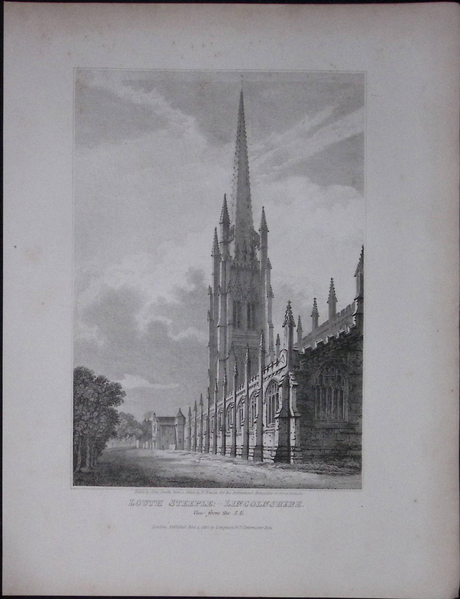Louth Steeple Lincolnshire 190 Years-Old Rare John Britton Antique Steel Engraving-61: Title: Louth Steeple Lincolnshire 190 Years-Old Rare John Britton Antique Steel Engraving-61 Description: This 191 Years-Old Steel Gilt-Edged Engraved Plate Has Been Removed from an Antique Edition