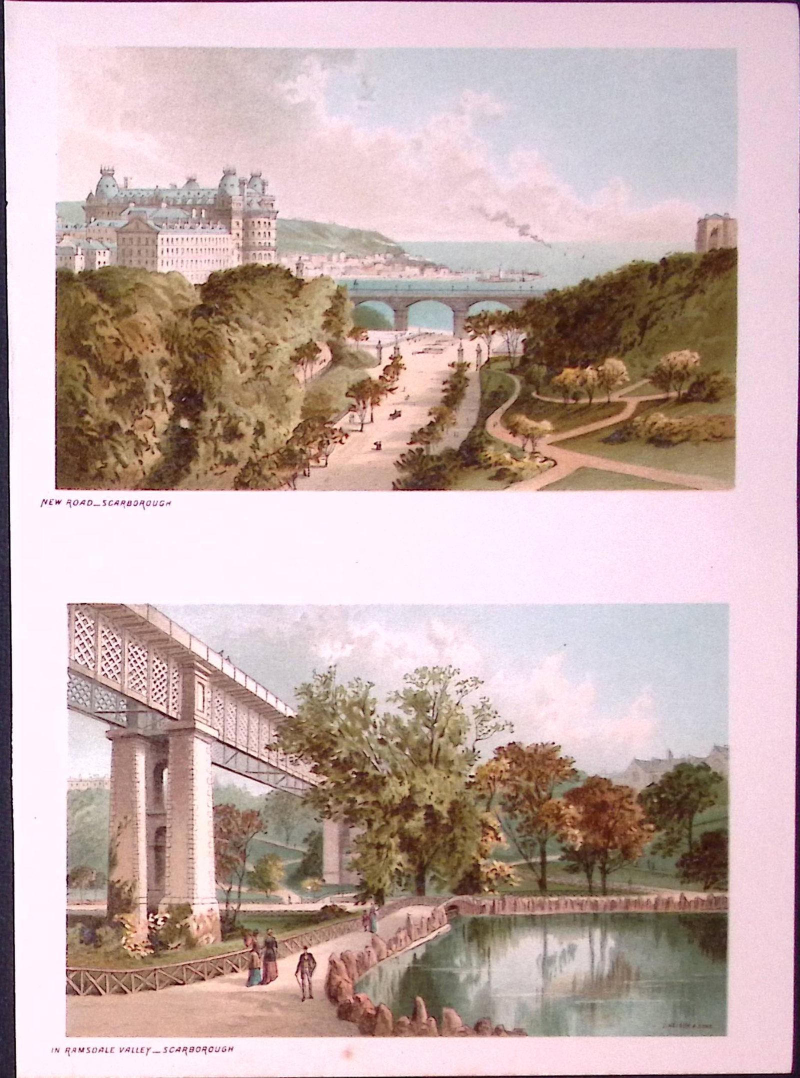 Scarborough Ramsden Valley & The New Road Victorian Antique Double Print-21: Title: Scarborough Ramsden Valley & The New Road Victorian Antique Double Print-21 Description: This Antique Illustration Has Been Removed from a First Edition of. English Scenery Cities,