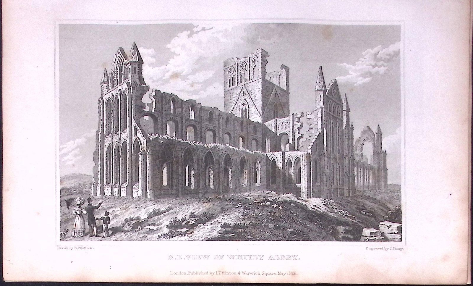 Whitby Abbey Yorkshire 198 Years-Old Thomas Allen Antique Steel Engraving-19: Title: Whitby Abbey Yorkshire 198 Years-Old Thomas Allen Antique Steel Engraving-19 Description: This 198 Years-Old Steel Engraved Plate Has Been Removed from an Antique Edition of. A New and C