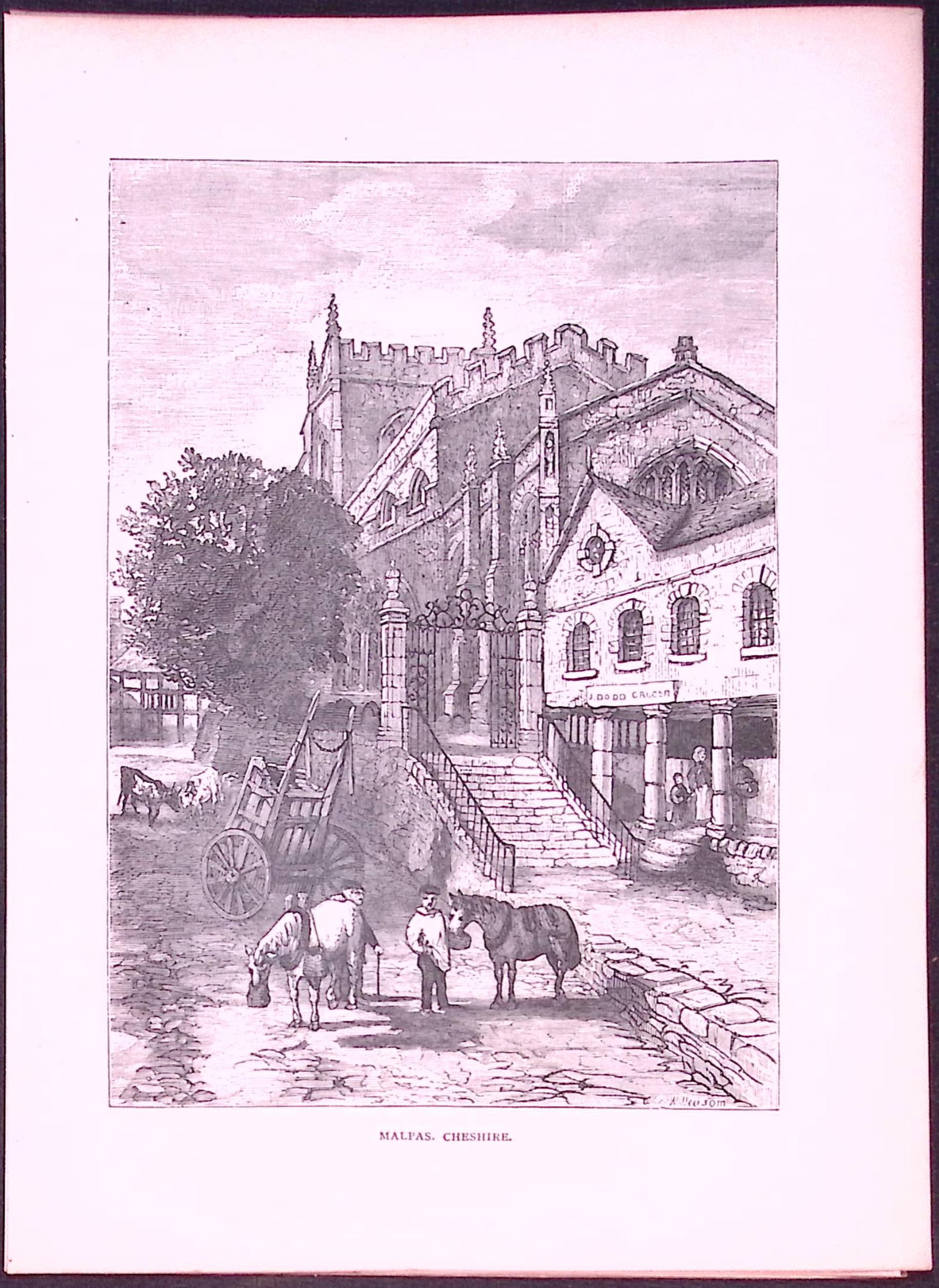 Malpas Cheshire Country Towns of Britain 145-Year-Old Woodcut Illustration-19: Title: Malpas Cheshire Country Towns of Britain 145-Year-Old Woodcut Illustration-19 Description: This 145 Years-Old Engraved Plate Has Been Removed from an Antique Edition of. Our Old Country