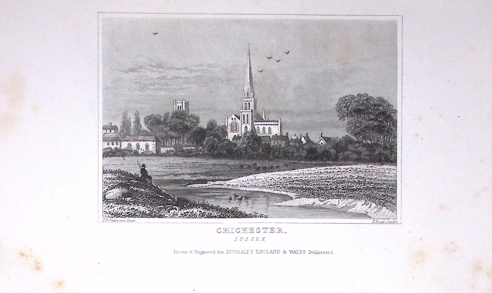 City of Chichester Dugdale & Archer Antique 180 Years-Old Copper Plate Print-6 (1 of 1)