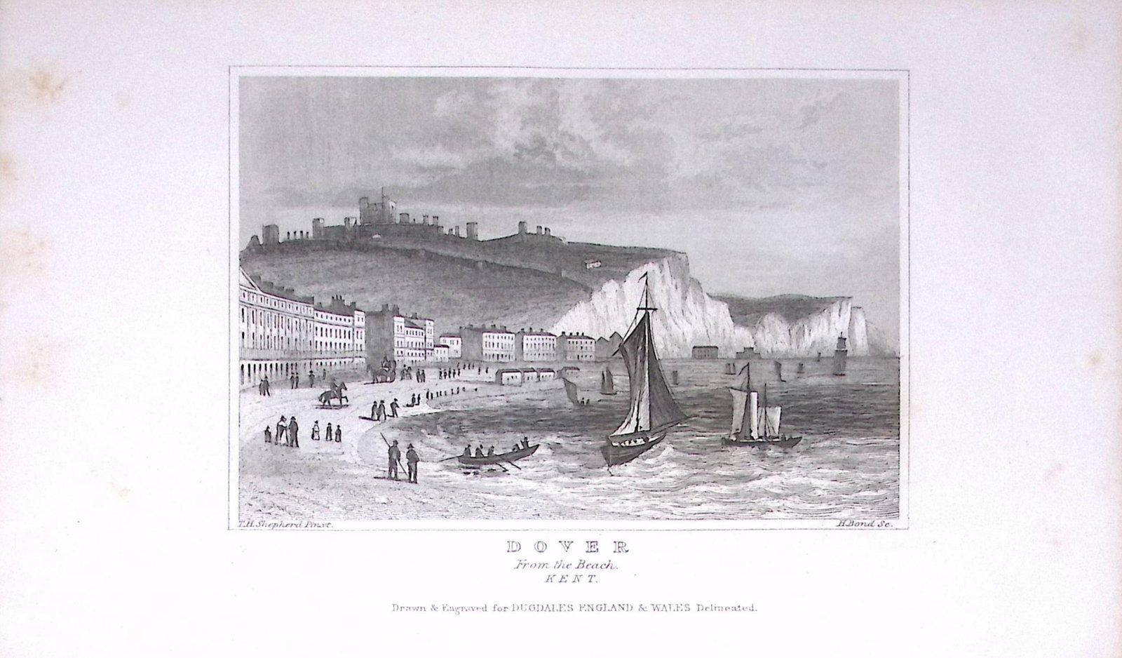 Cliffs of Dover Dugdale & Archer Antique 180 Years-Old Copper Plate Print-35 (1 of 1)