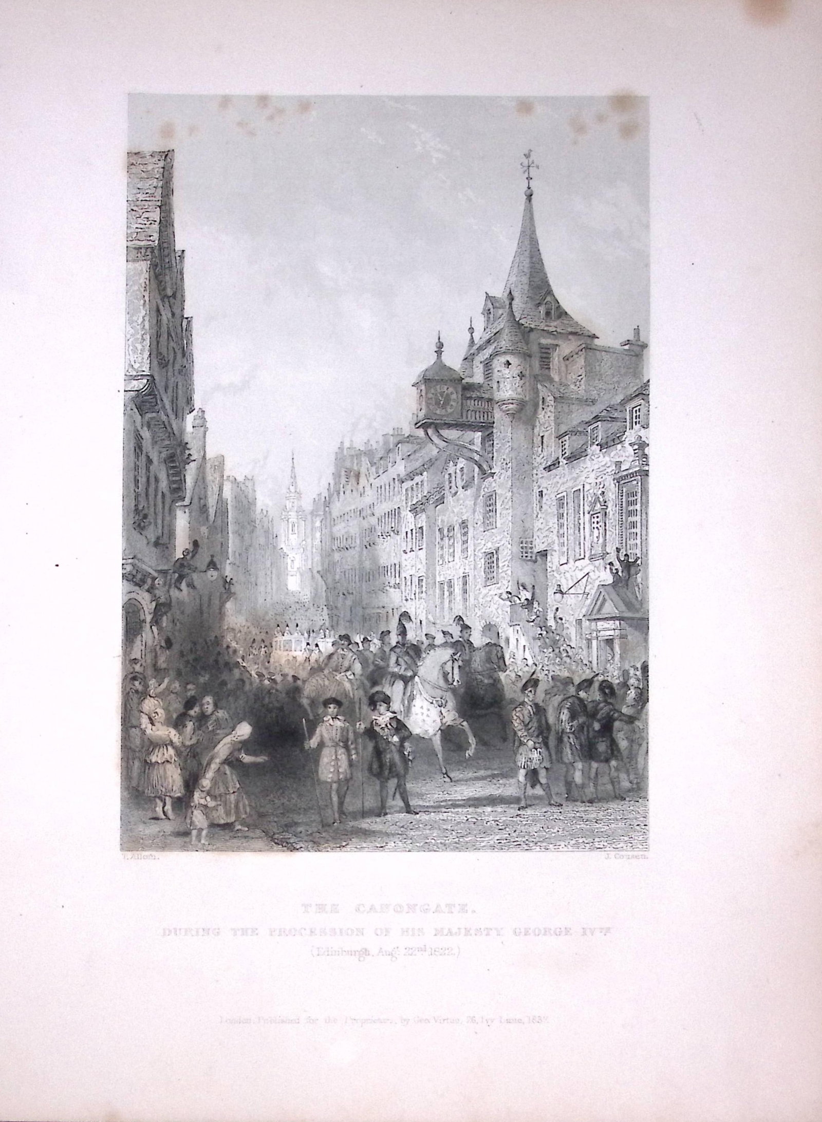 `The Cannon Gate Edinburgh Scotland 188 Years-Old Antique Steel Engraving-2: Title: `The Cannon Gate Edinburgh Scotland 188 Years-Old Antique Steel Engraving-2 Description: Scotland Illustrated in a Series of Views Takes Expressly for This Work by Messrs William Beattie.