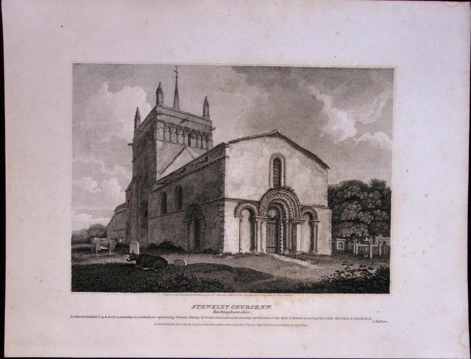 Stewkley Church Bucks 190 Years-Old John Britton Antique Steel Engraving-200: Title: Stewkley Church Bucks 190 Years-Old John Britton Antique Steel Engraving-200 Description: This 191 Years-Old Steel Gilt-Edged Engraved Plate Has Been Removed from an Antique Edition of.